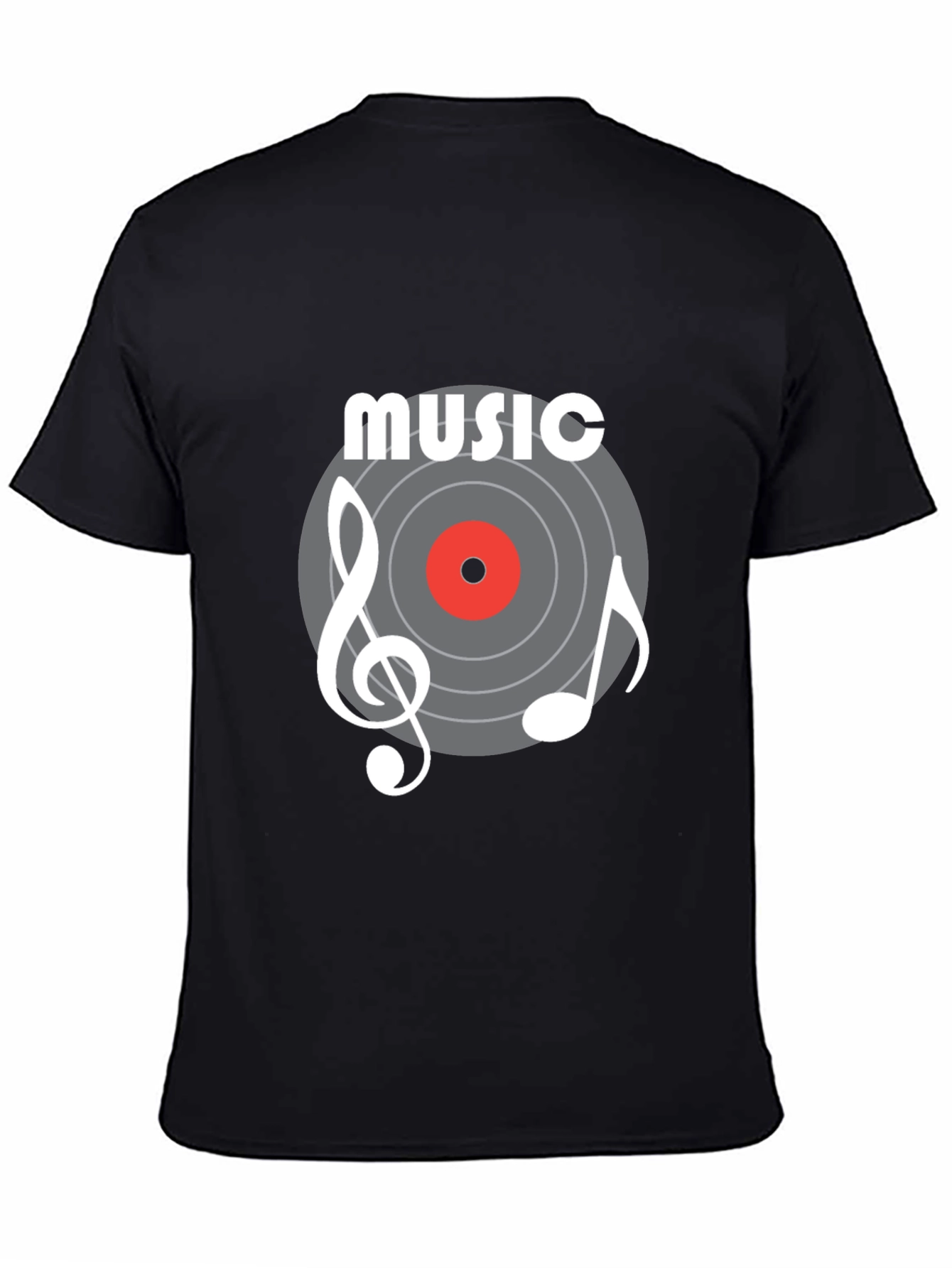Black Music Vinyl Graphic T-Shirt - Short Sleeve Cotton Tee view 4