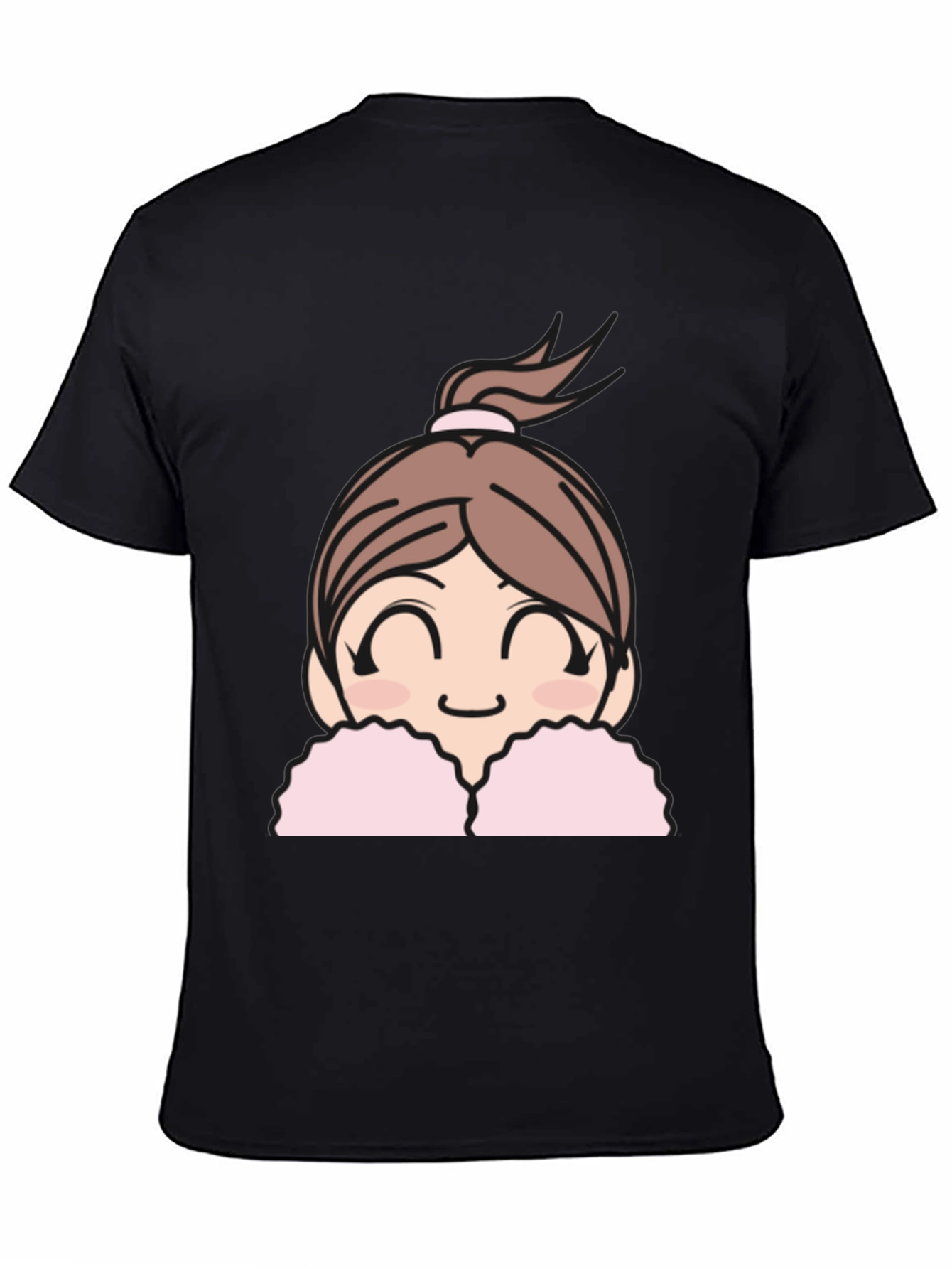 Black Cute Anime Girl Graphic Black T-Shirt view 4