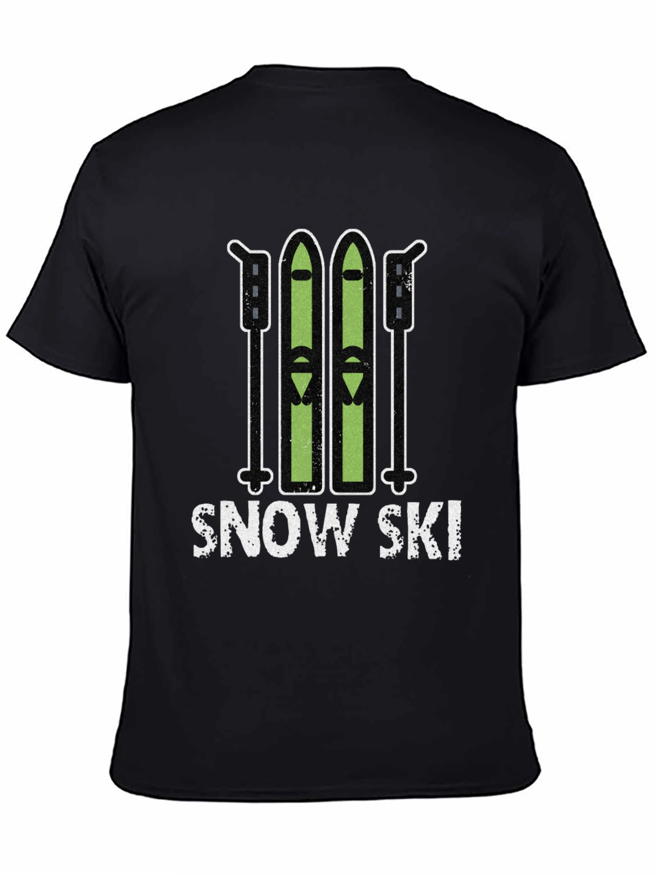 Black Snow Ski Graphic Tee - Winter Sports T-Shirt view 4