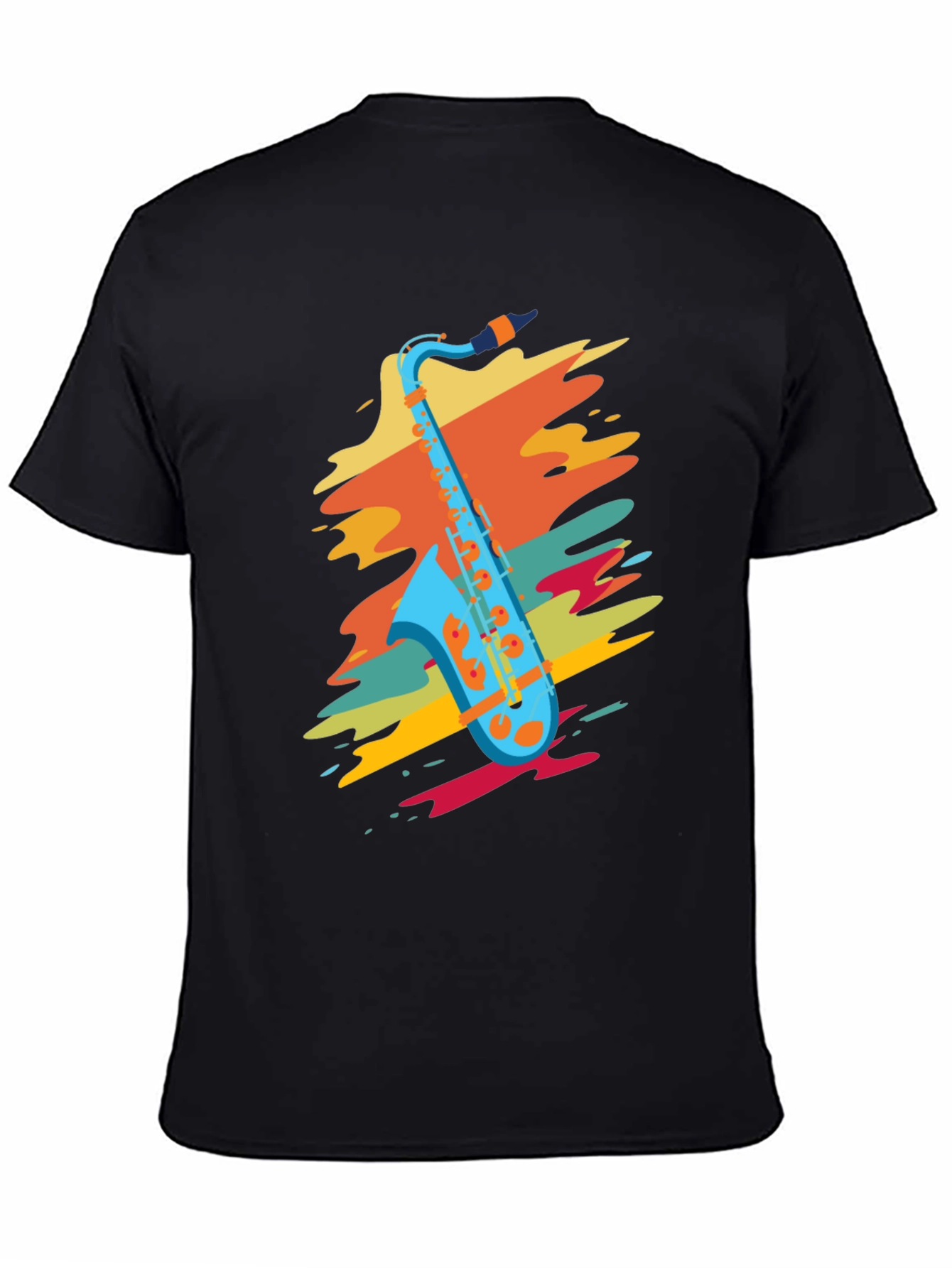 Black Stylish Saxophone Graphic T-Shirt view 4