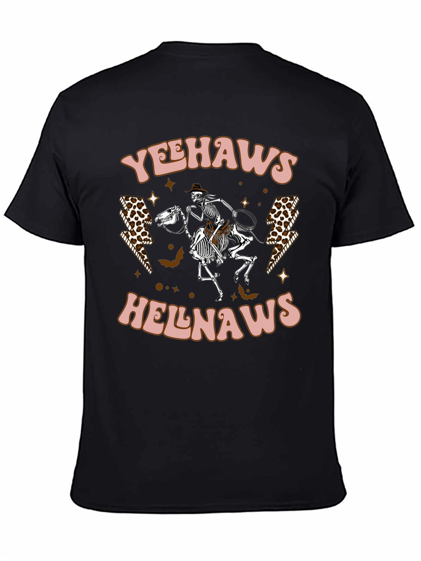 Black Yeehaws Helnaws Skeleton Cowboy Graphic Tee view 4