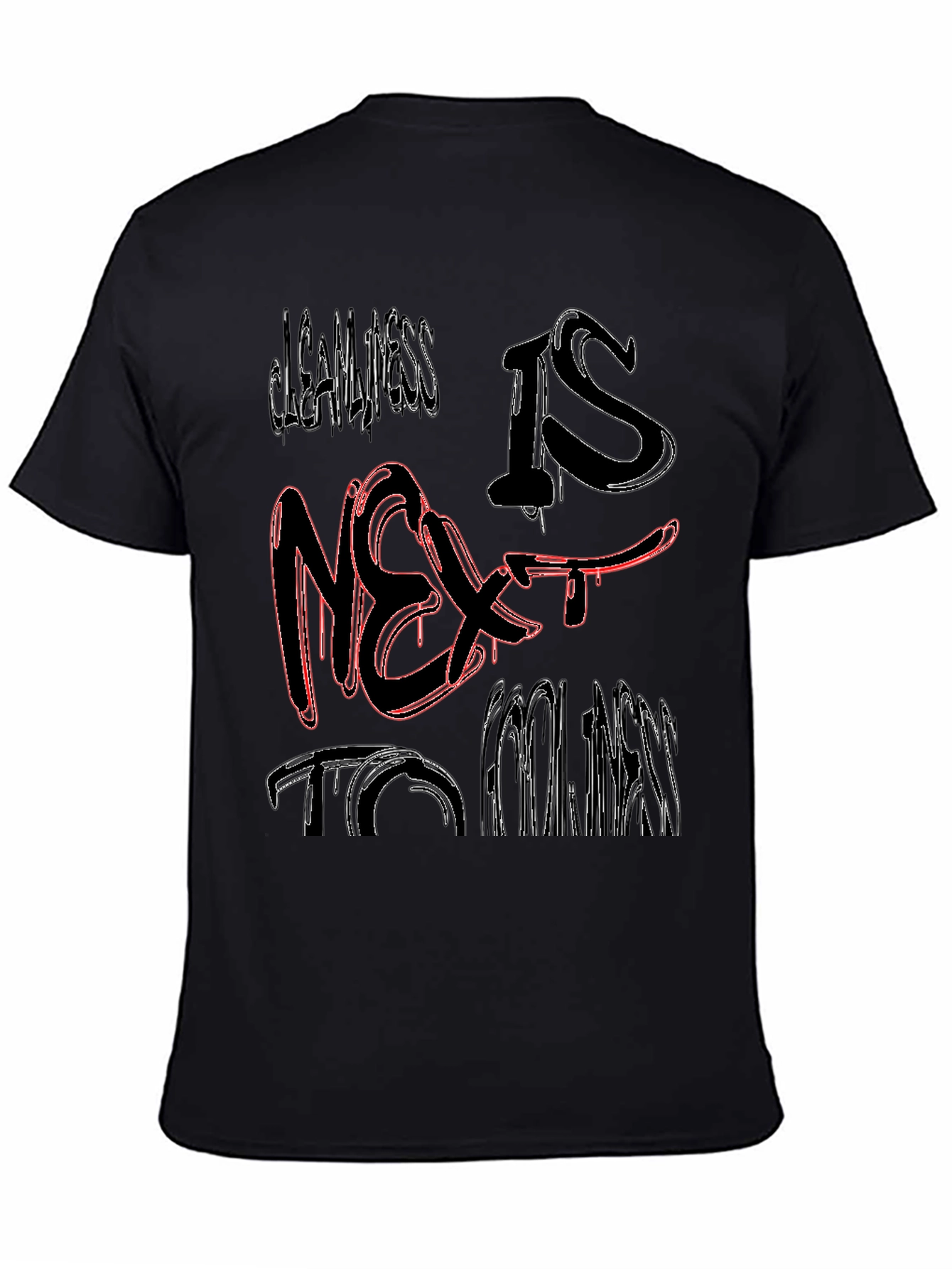 Black Cleanliness is Next to Coolness Graphic Tee view 4