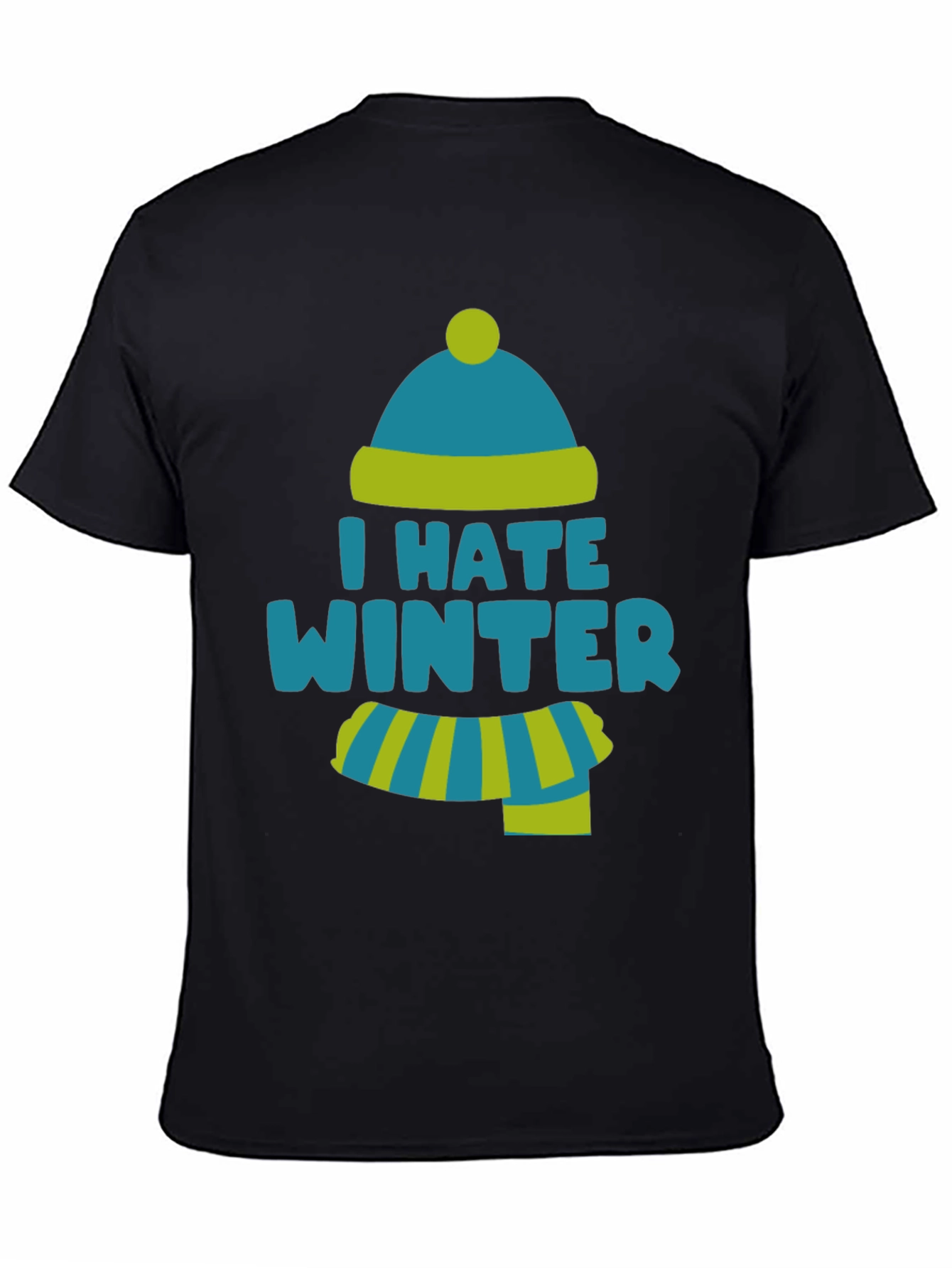 Black I Hate Winter Funny T-Shirt view 4