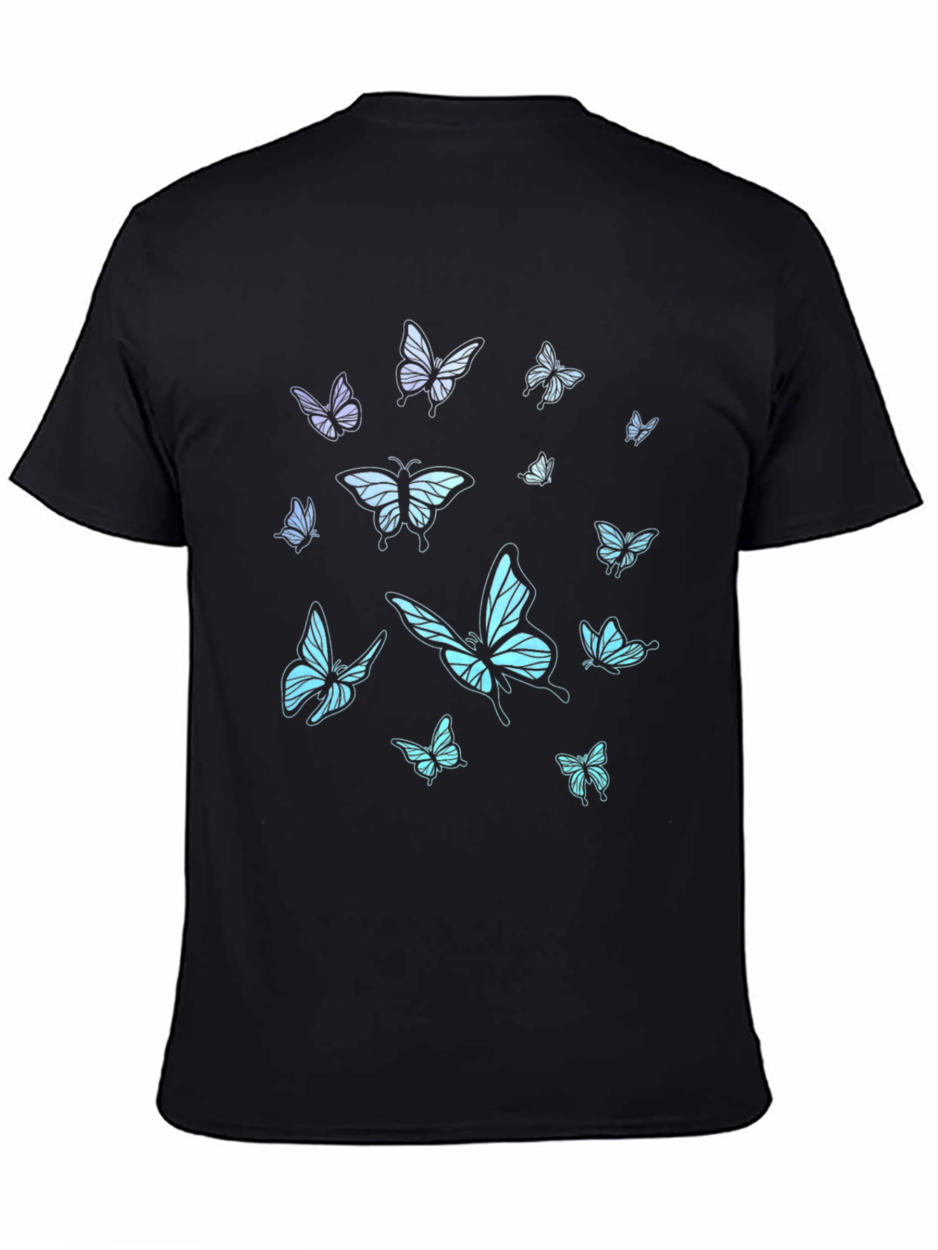 Black Butterfly Print Black T-Shirt view 4