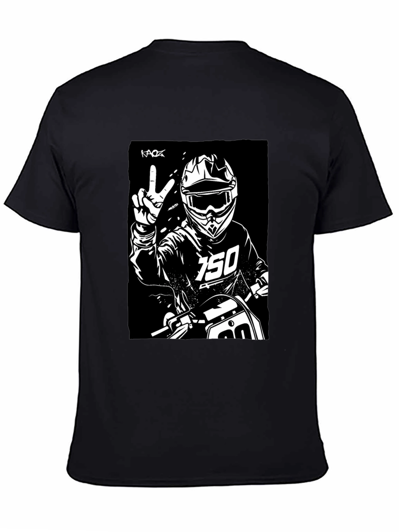 Black Black Motocross Rider Graphic Tee view 4