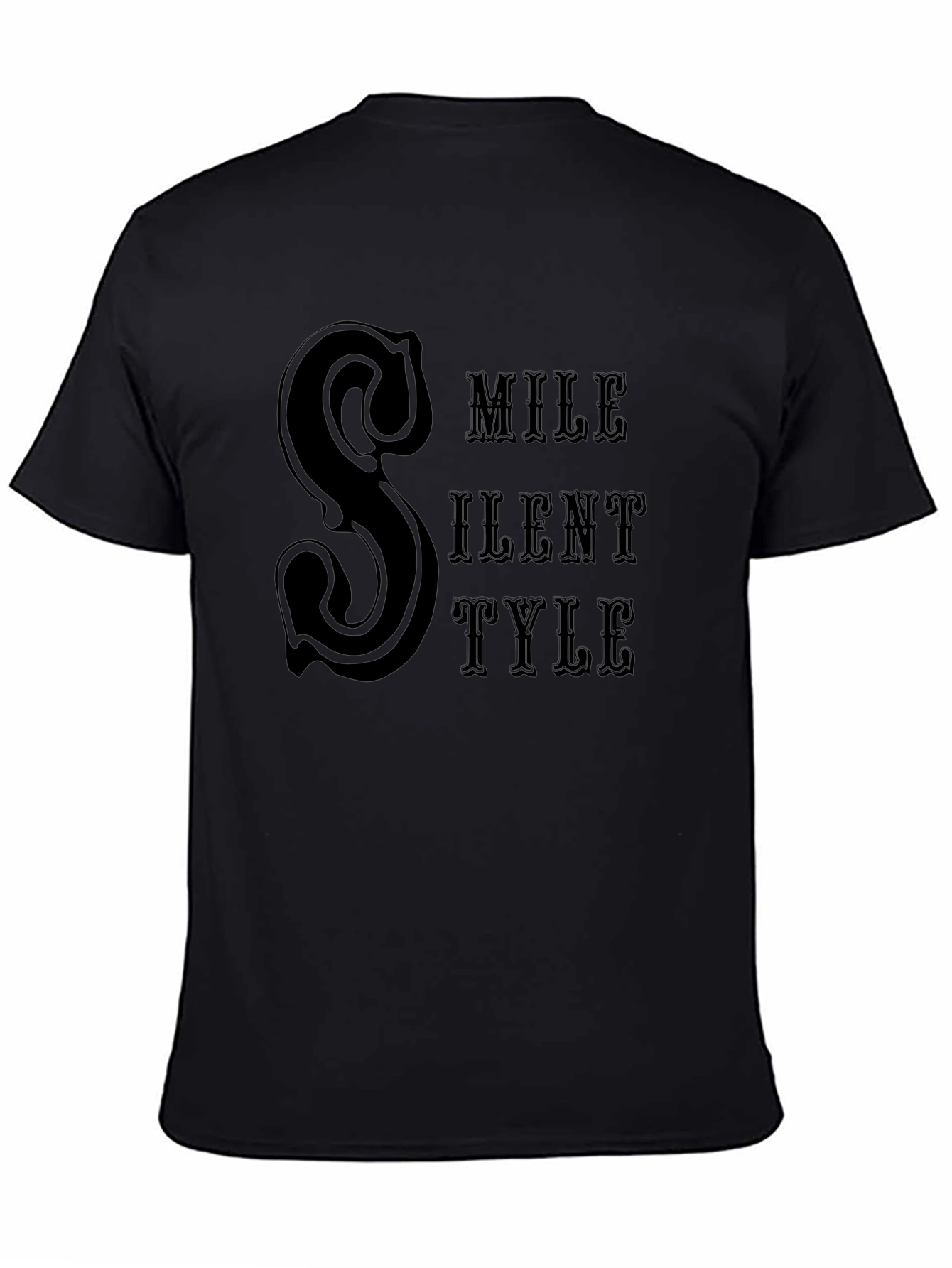 Black Silent Style Black T-Shirt Graphic Print view 4