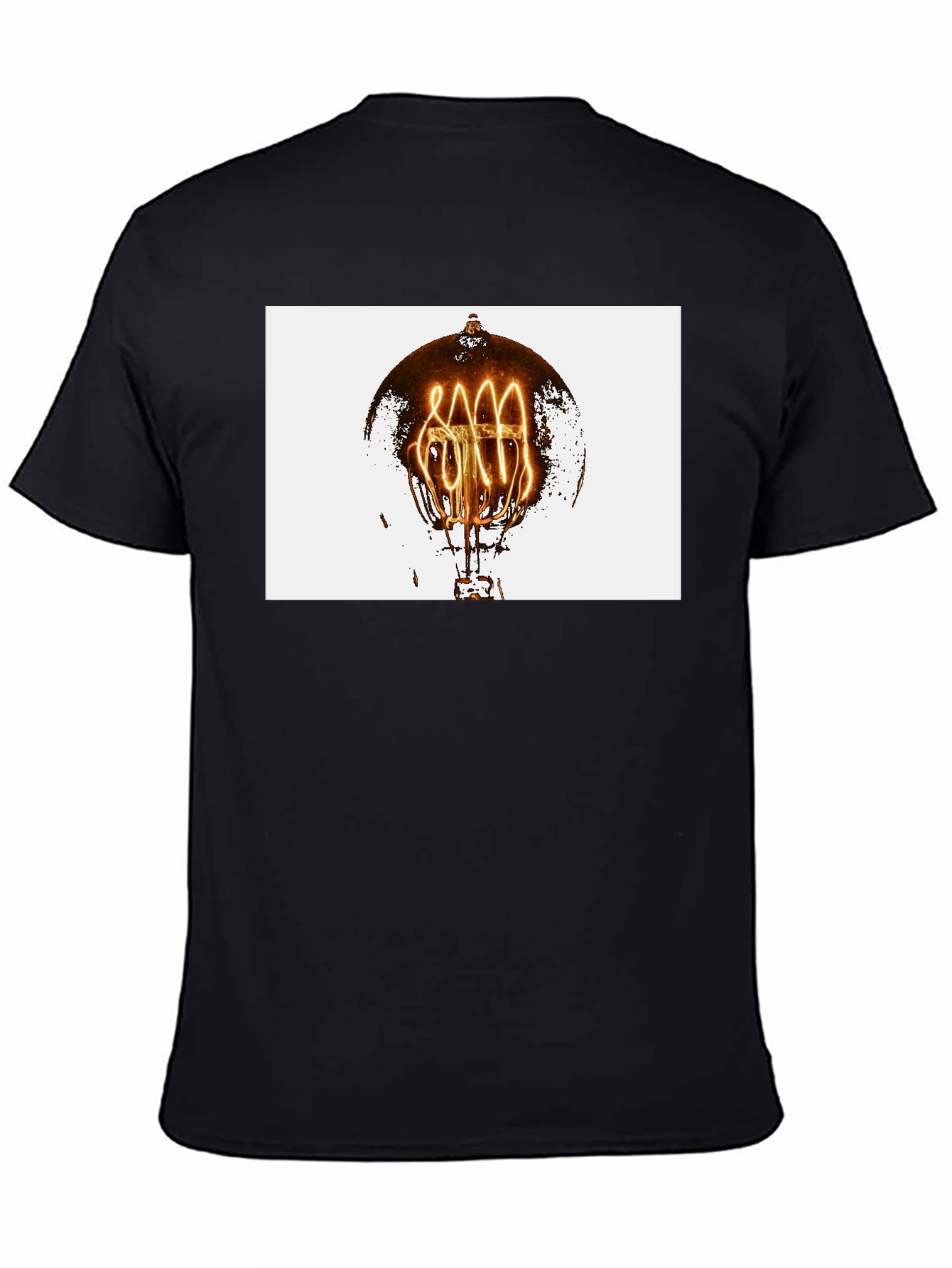 Black Vintage Filament Bulb Graphic Tee - Black Cotton Blend view 4
