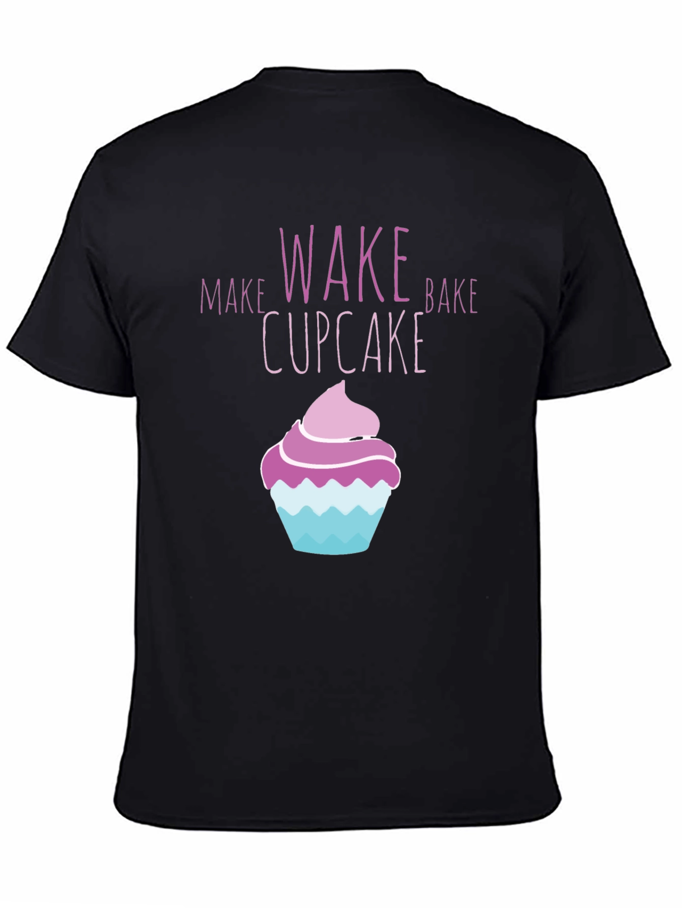 Black Wake Bake Cupcake Graphic T-Shirt - Black view 4