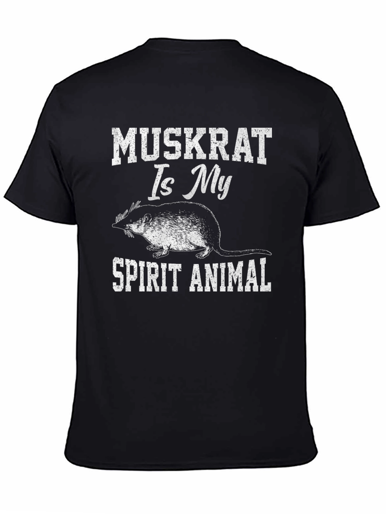 Black Muskrat Spirit Animal T-Shirt - Black Graphic Tee view 4