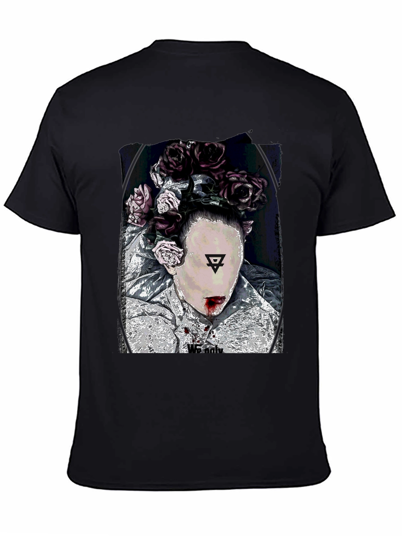 Black Floral Crown Graphic Black T-Shirt view 4