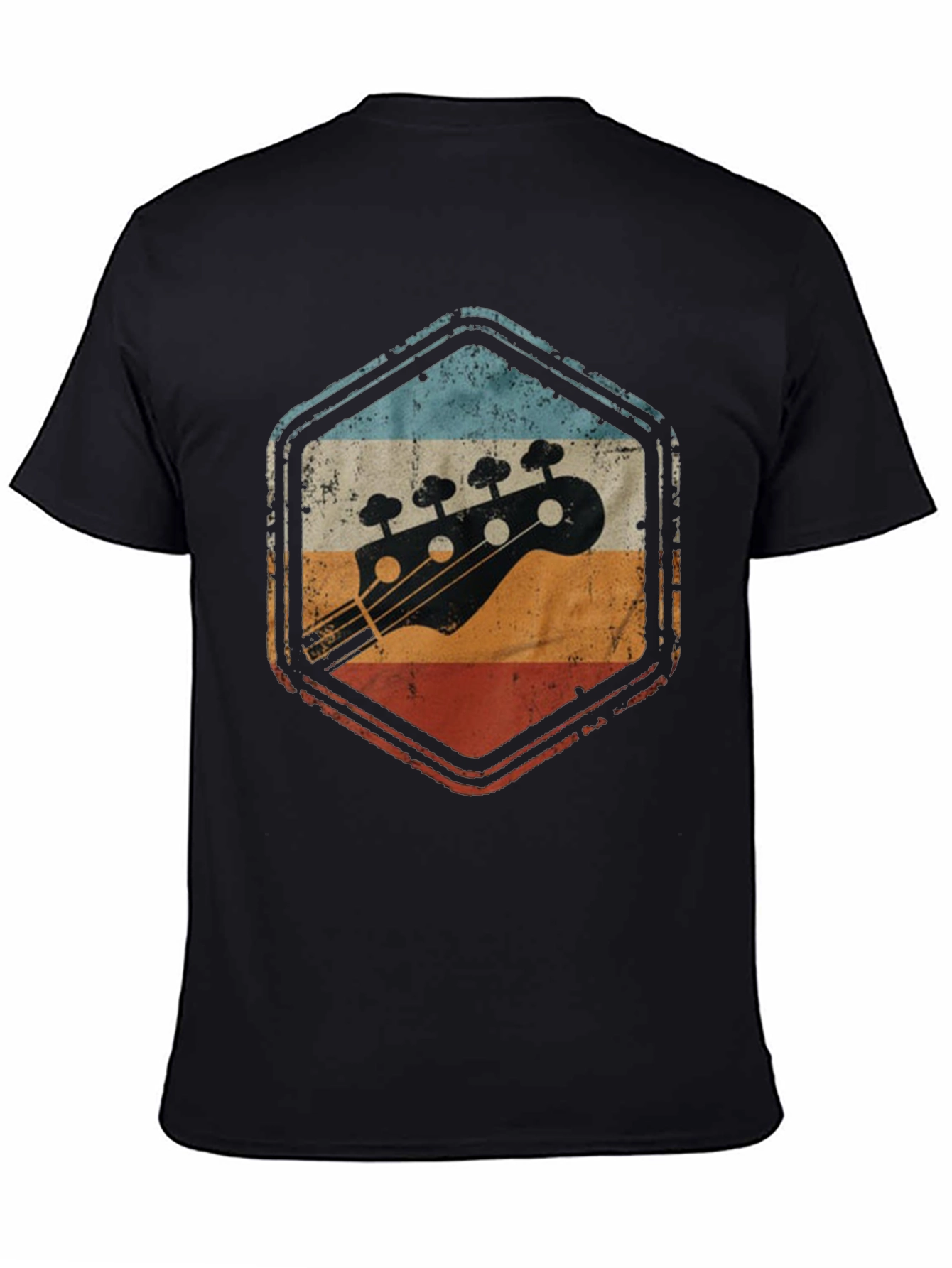 Black Retro Bass Guitar T-Shirt - Vintage Style view 4