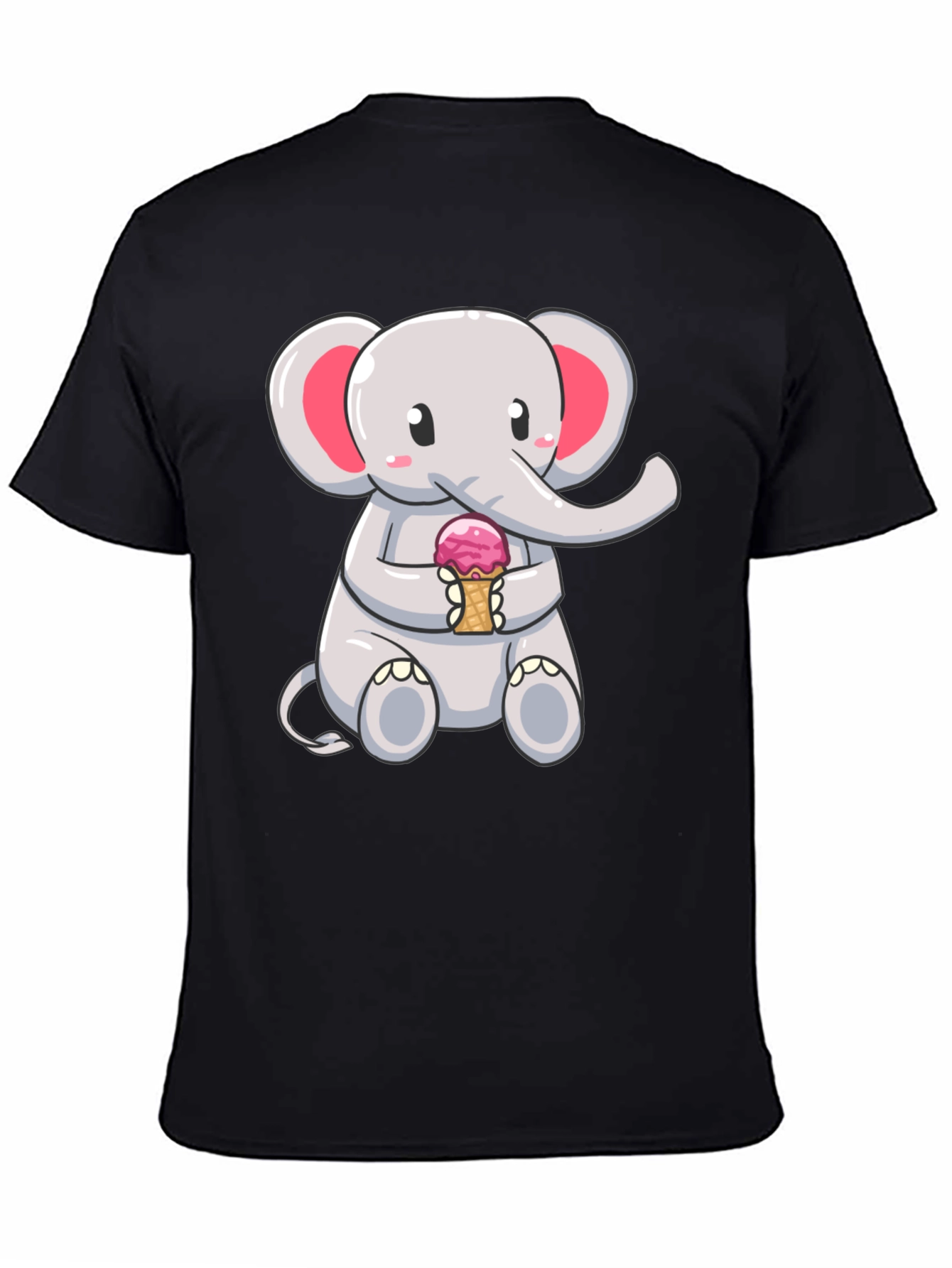 Black Cute Elephant Ice Cream T-Shirt view 4