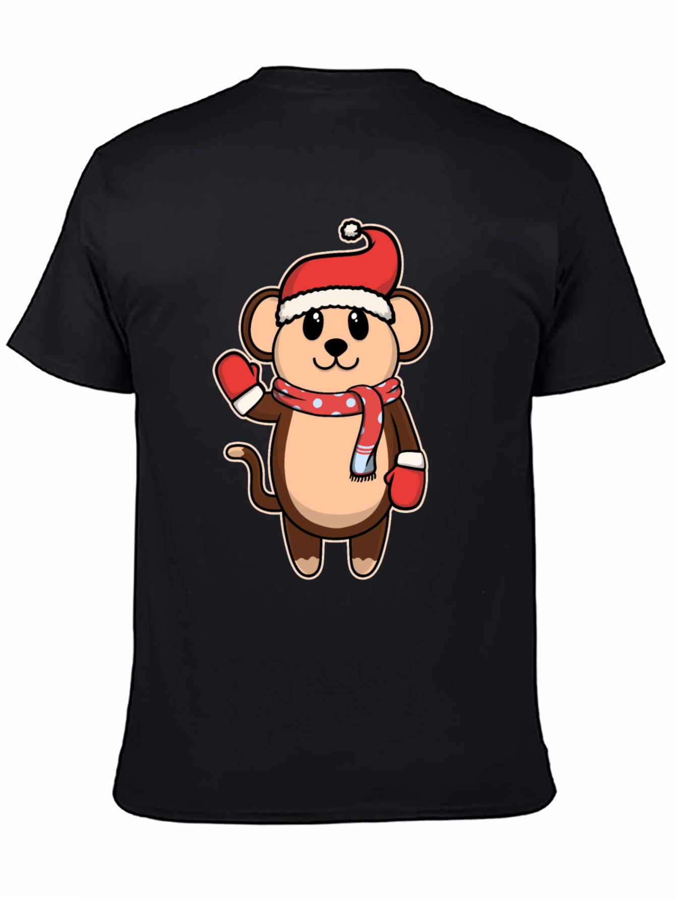 Black Festive Monkey T-Shirt - Holiday Cheer! view 4