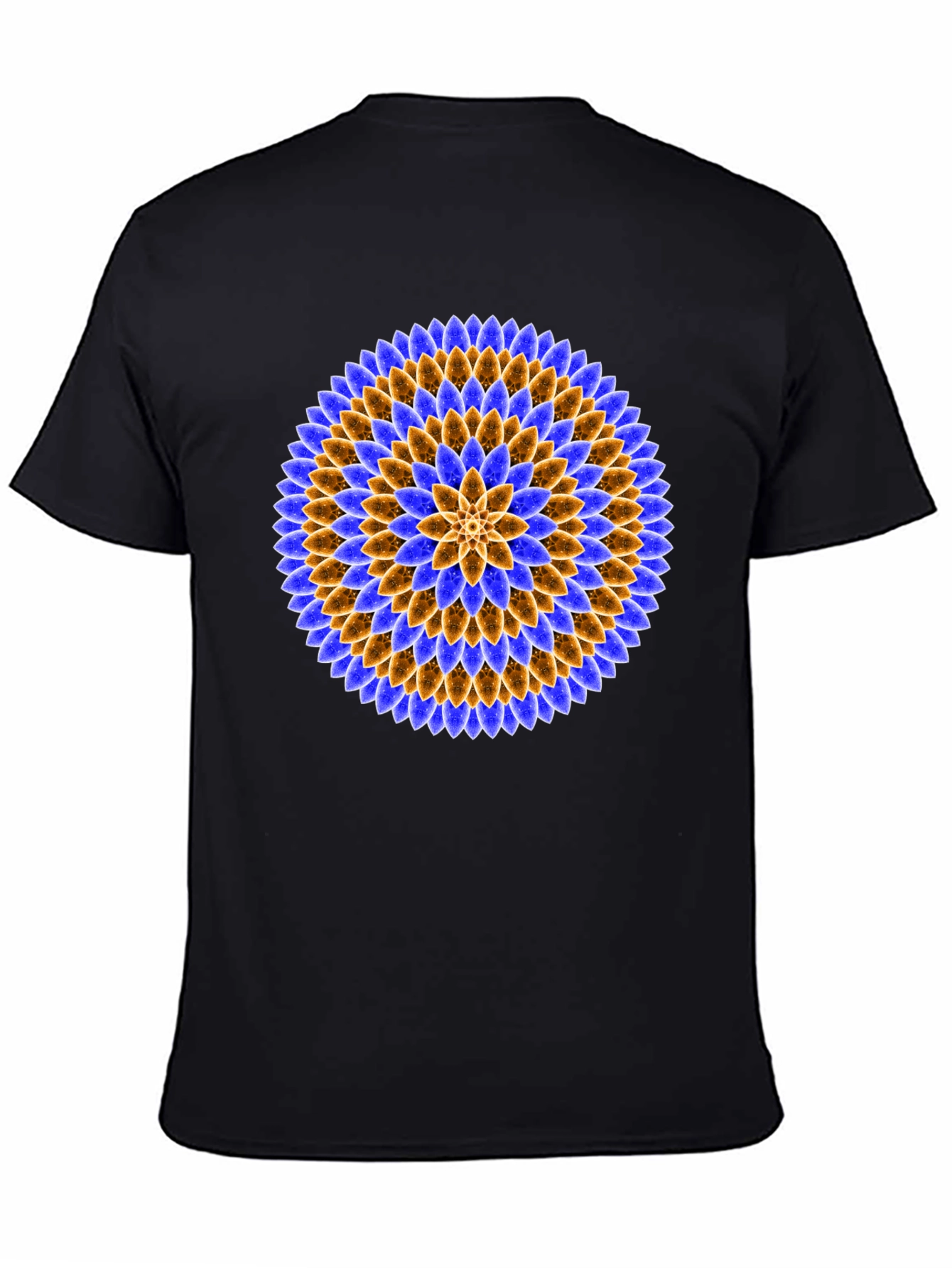 Black Floral Mandala Graphic Tee - Black Cotton T-Shirt view 4