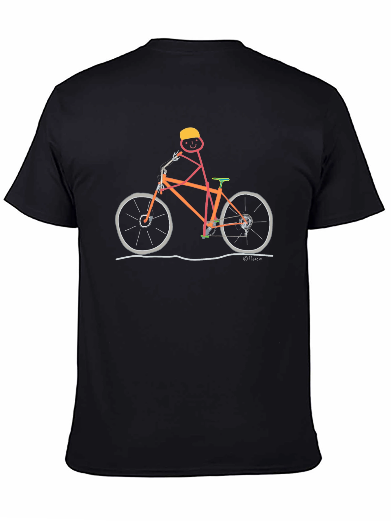Black Stick Figure Cyclist Graphic T-Shirt view 4