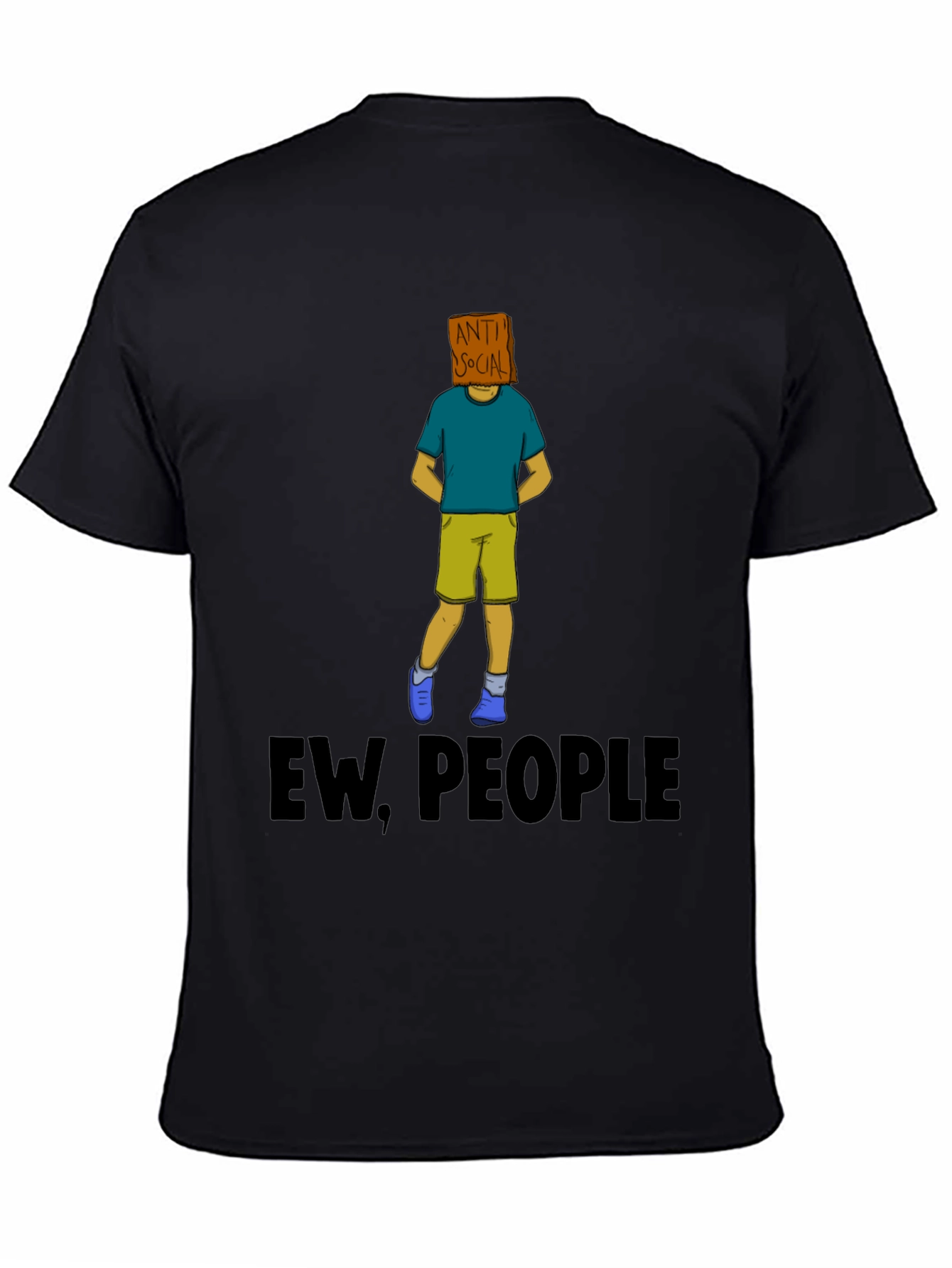 Black Anti-Social Graphic T-Shirt - "Ew, People" view 4
