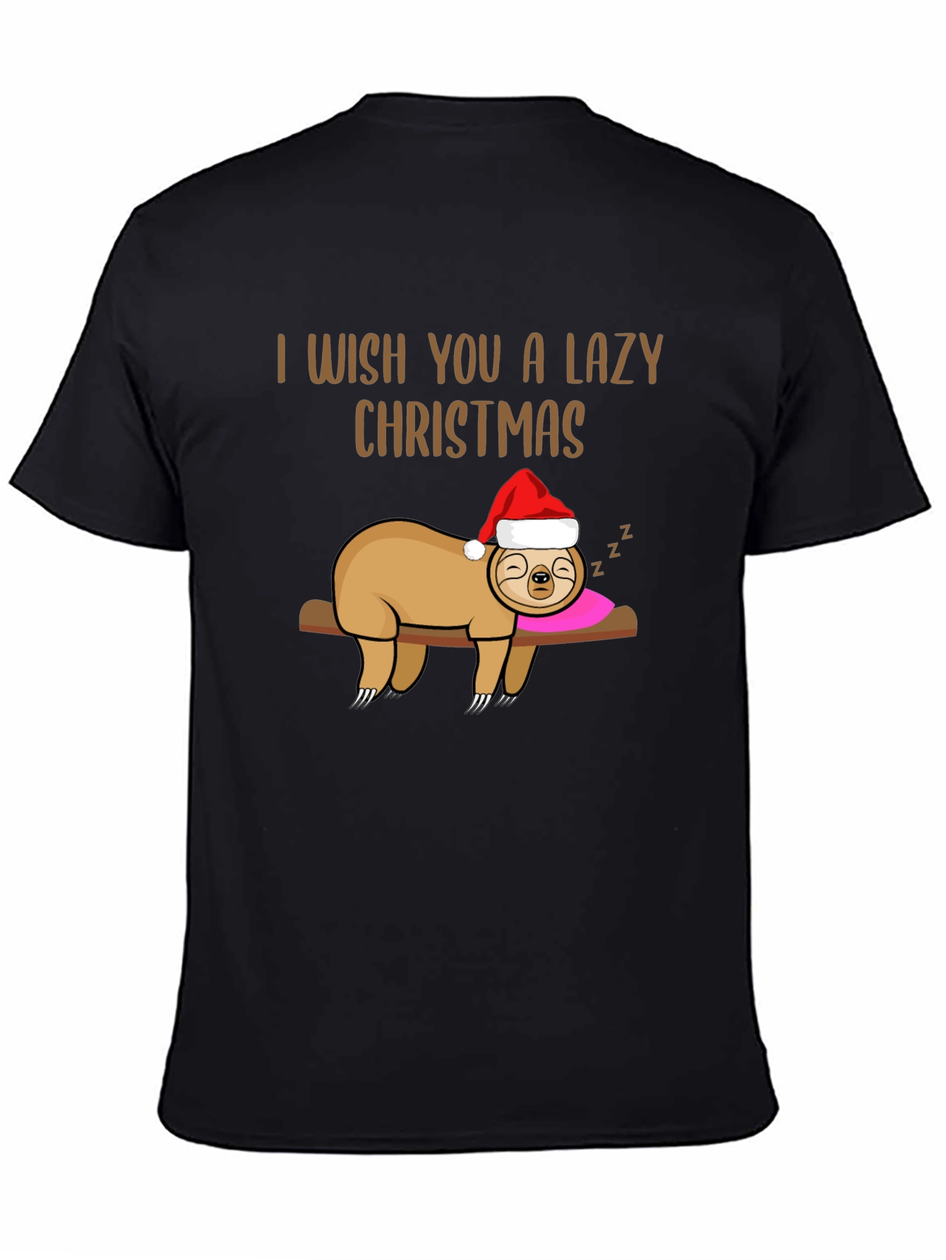 Black Lazy Christmas Sloth Graphic Tee view 4