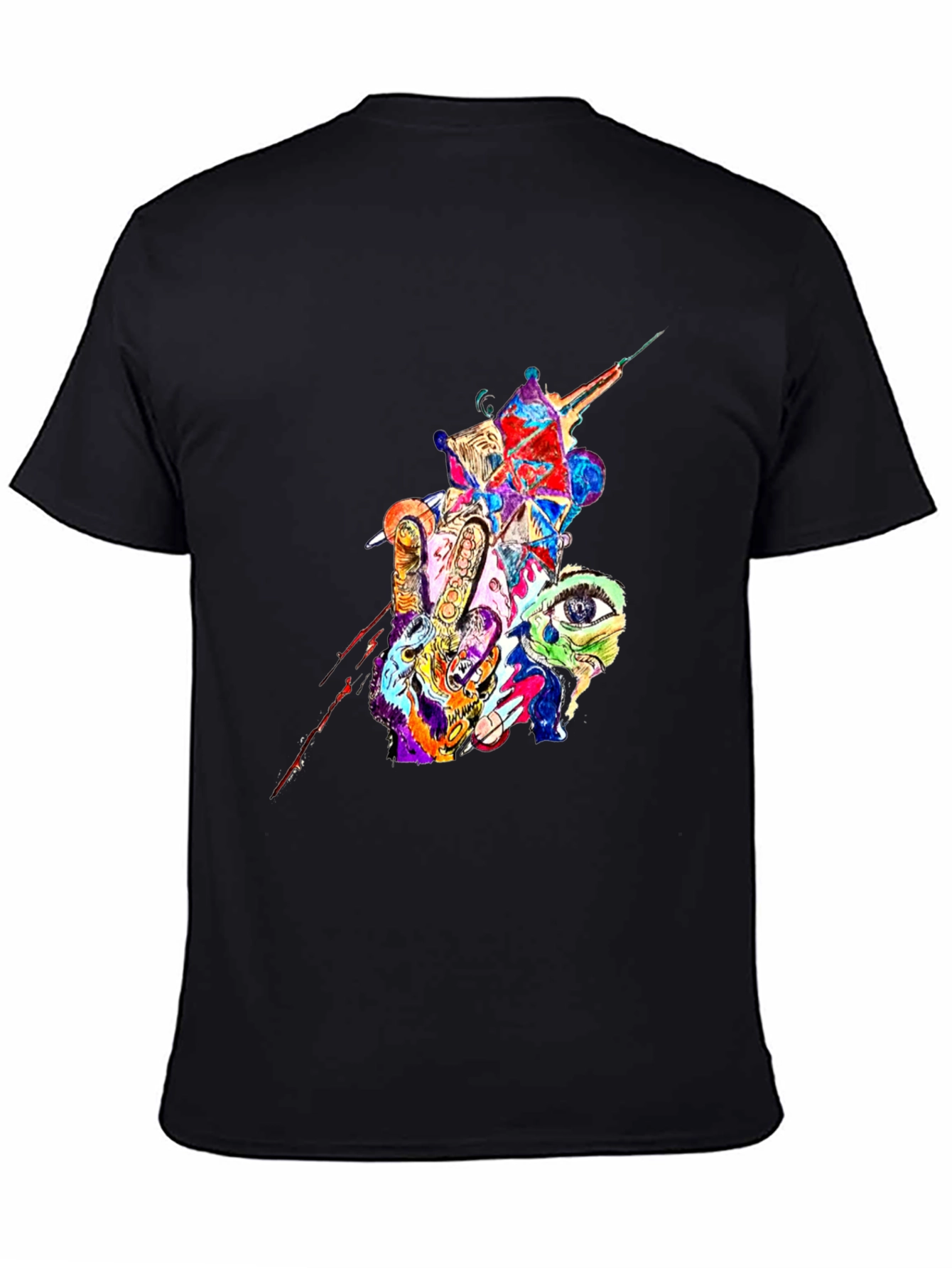 Black Abstract Art Graphic Print Black T-Shirt view 4
