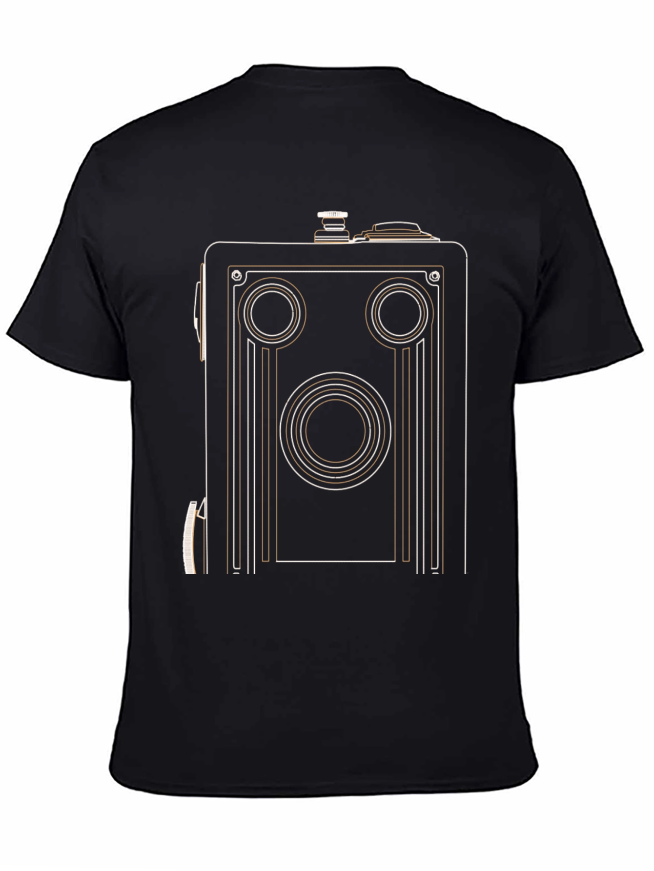 Black Retro Camera Graphic Tee - Vintage Style Cotton Shirt view 4