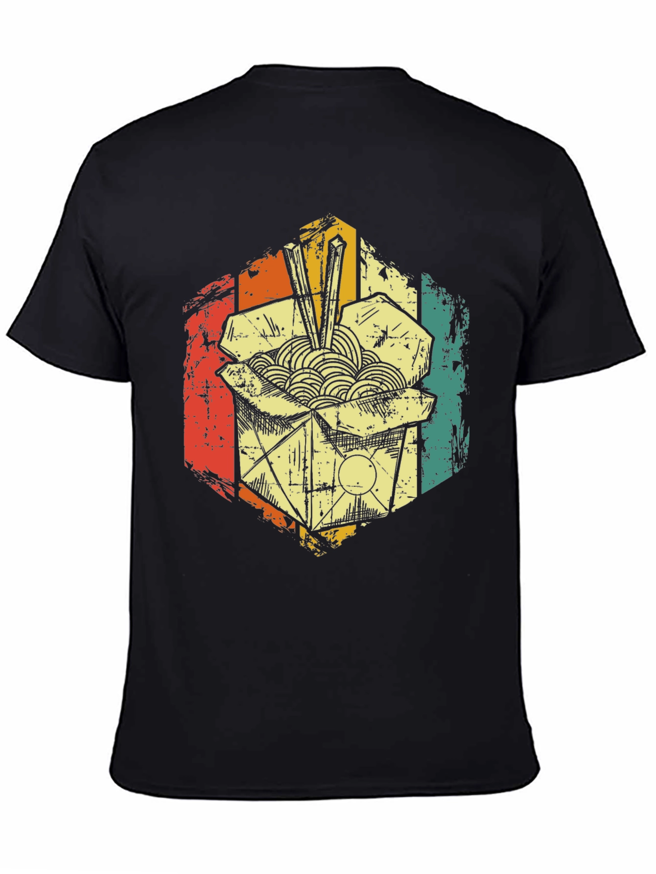 Black Retro Ramen Noodles T-Shirt view 4