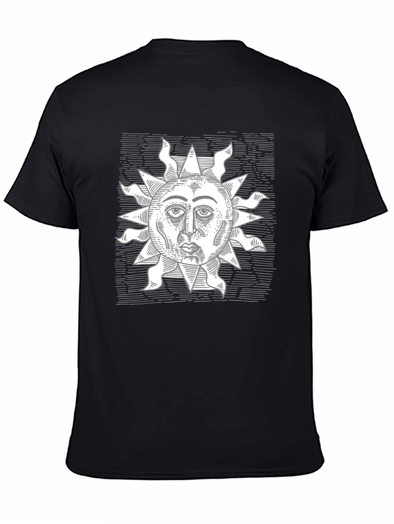 Black Sun Face Graphic Tee - Black Casual Shirt view 4