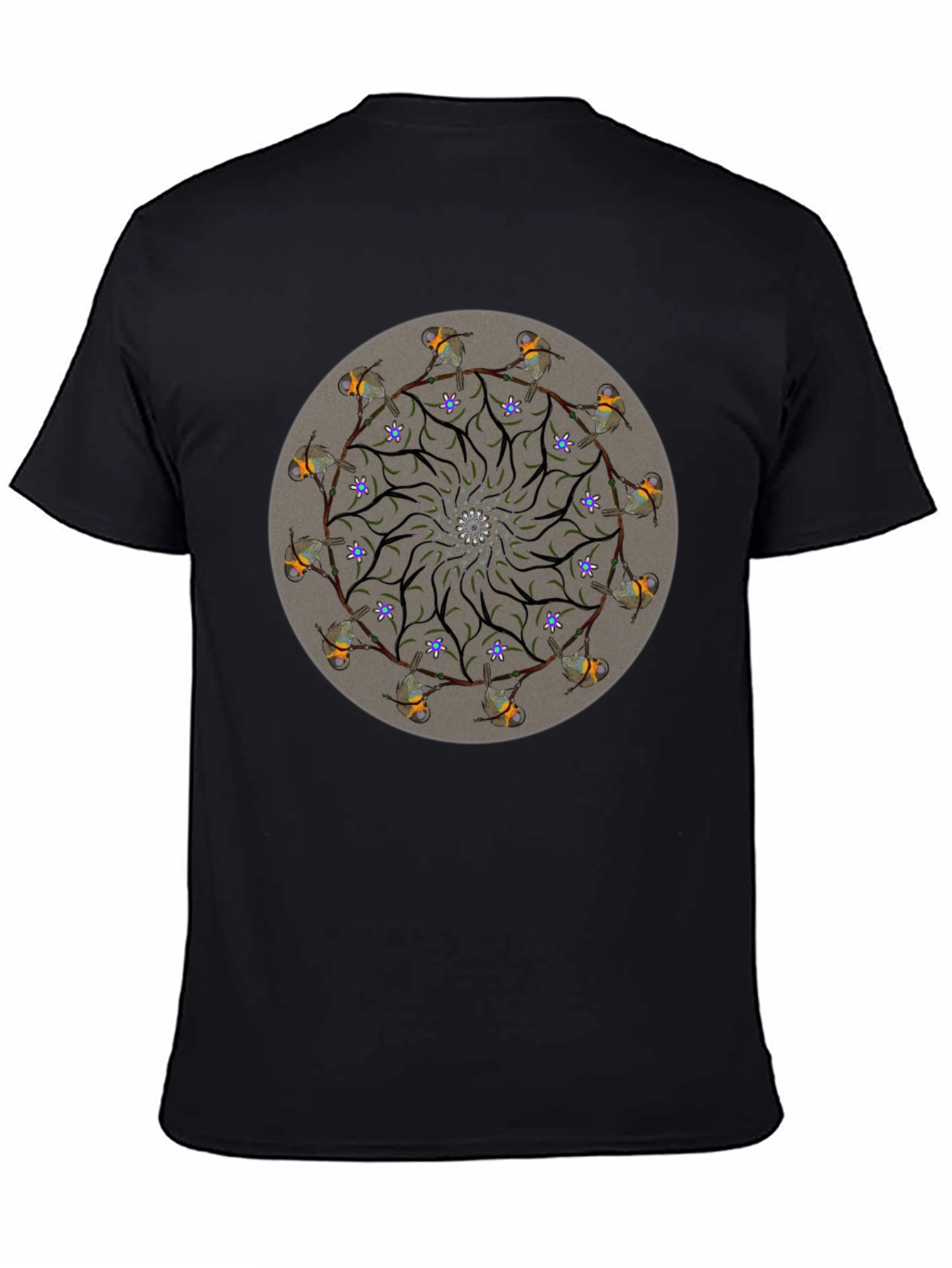 Black Bird Mandala Graphic Tee - Unique Nature Design view 4