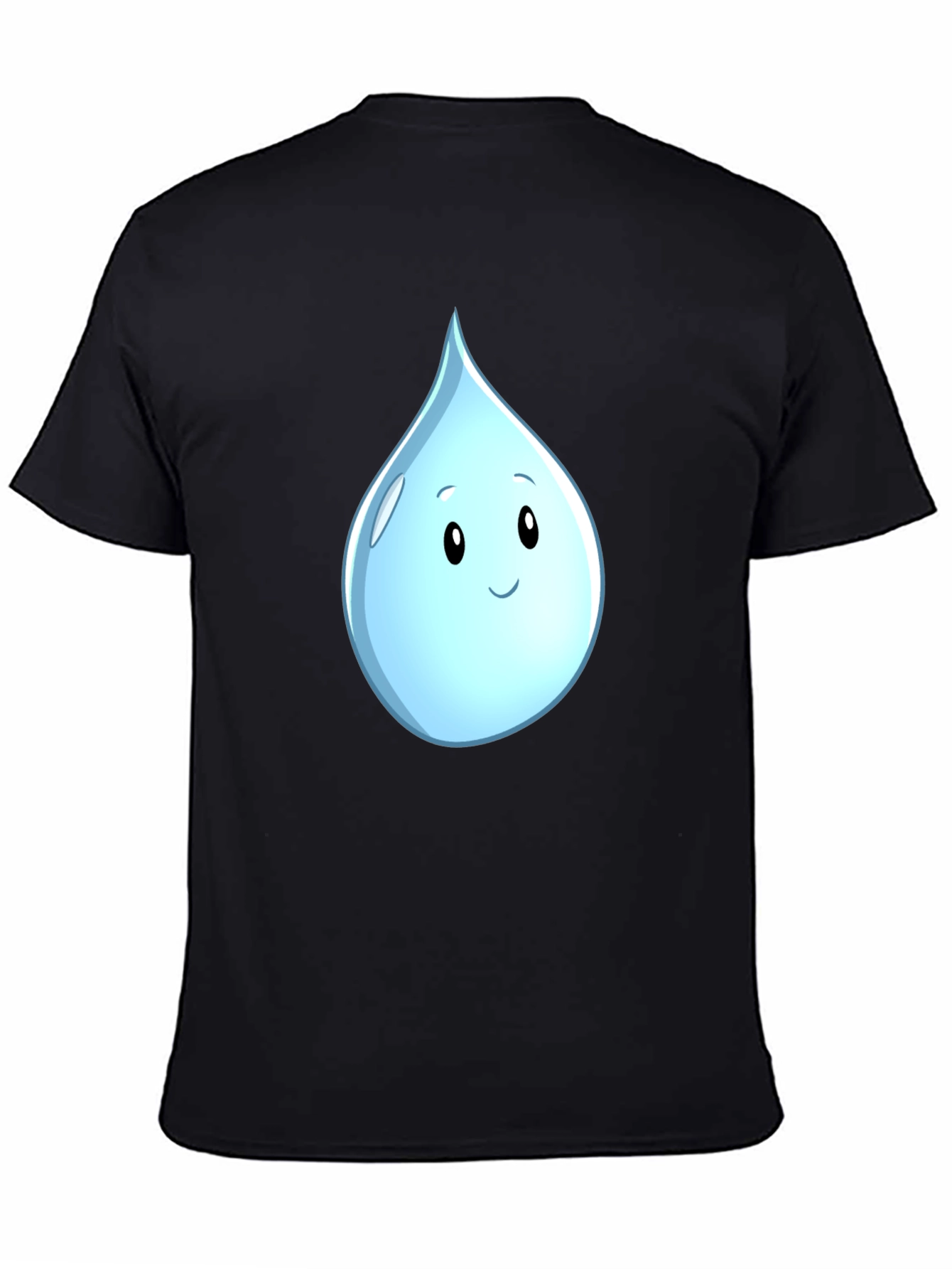 Black Cute Water Drop Graphic Black T-Shirt view 4