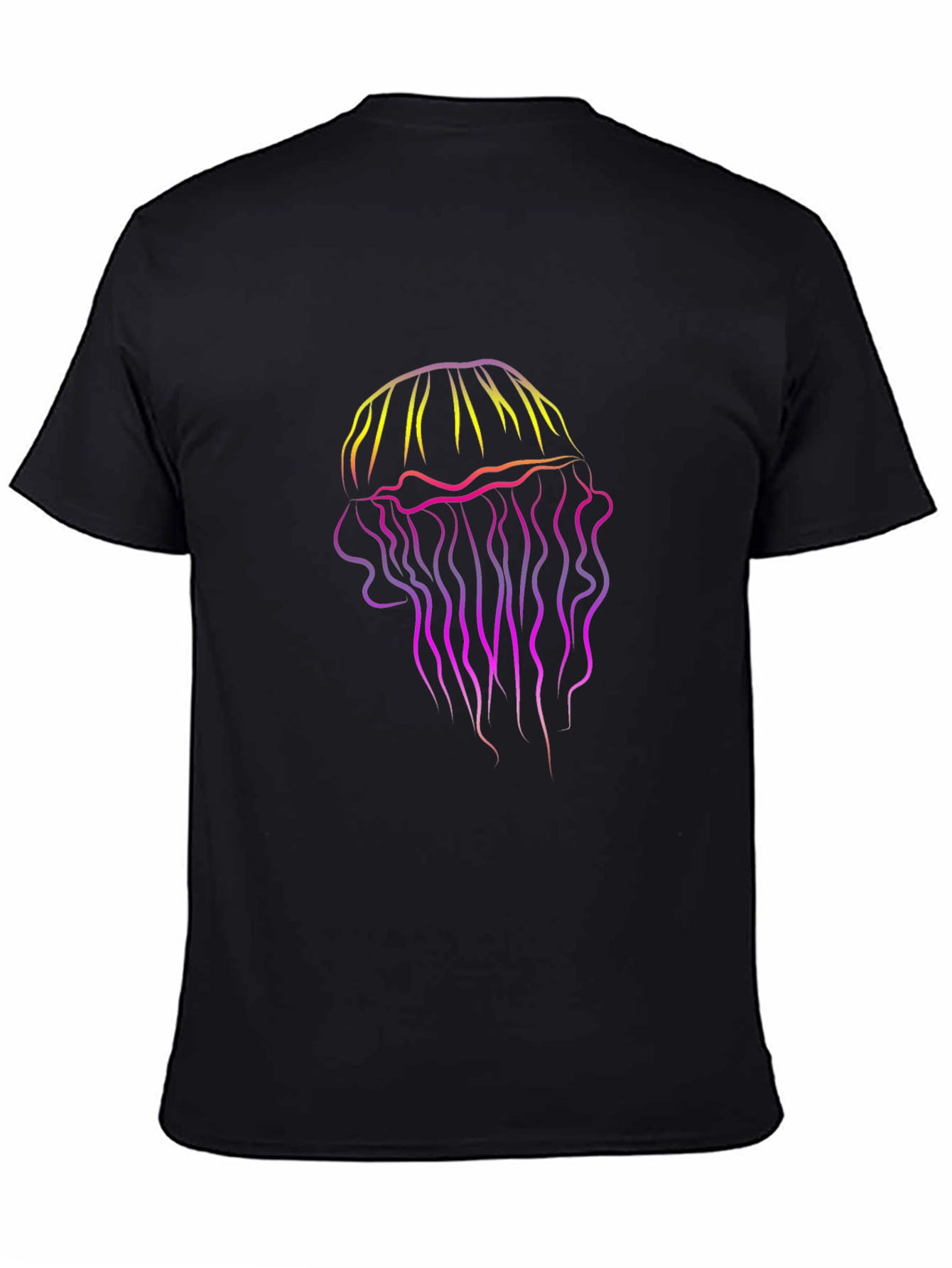 Black Gradient Jellyfish Graphic Tee - Black Cotton T-Shirt view 4