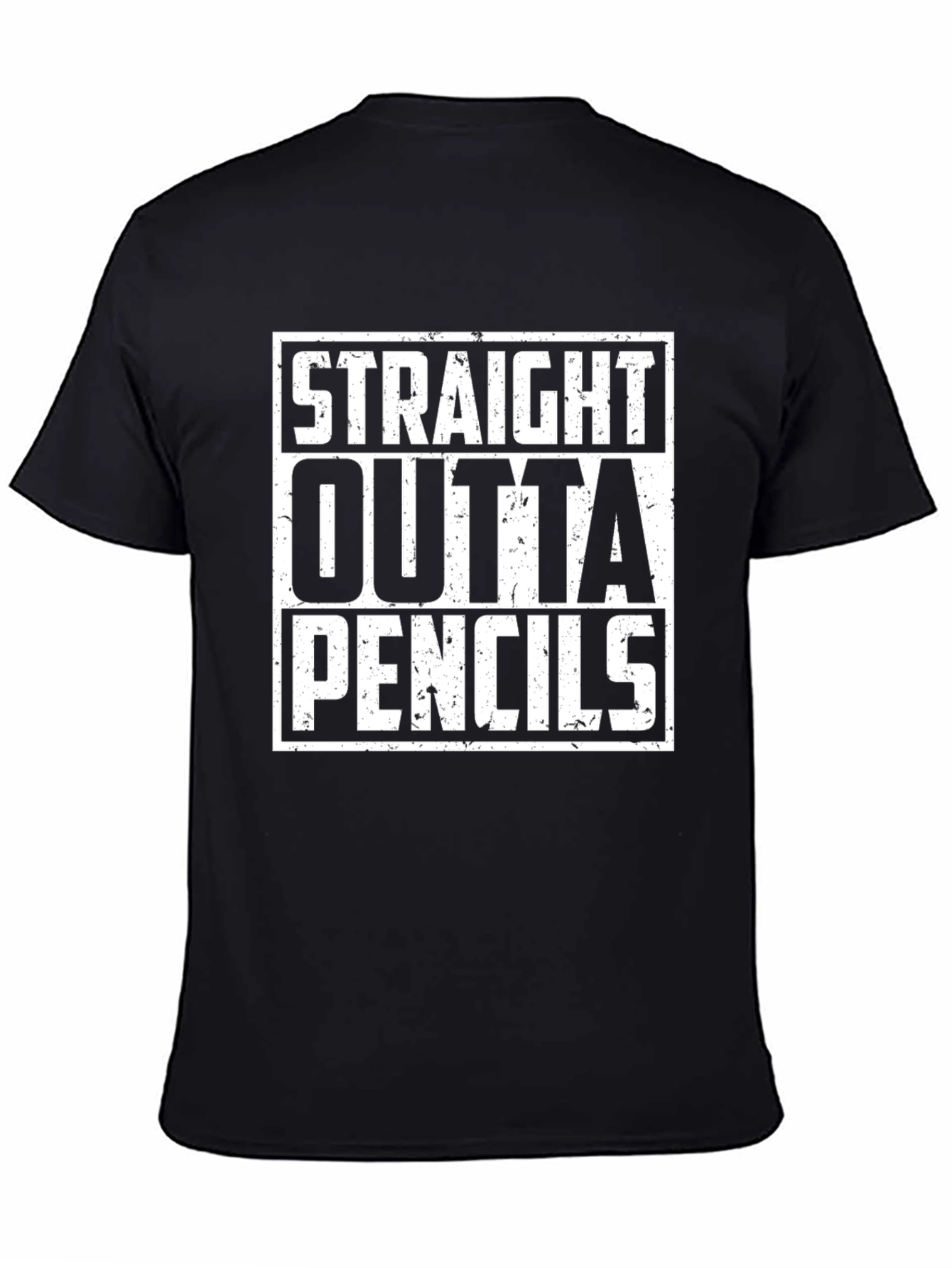 Black Straight Outta Pencils Graphic Tee - Black Cotton Shirt view 4