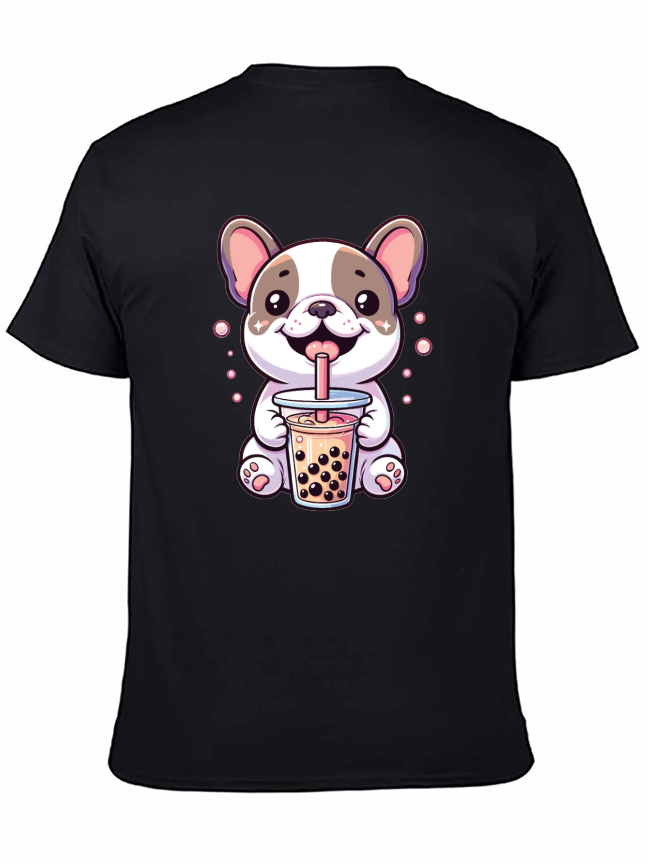 Black Cute Dog Bubble Tea Graphic Tee view 4