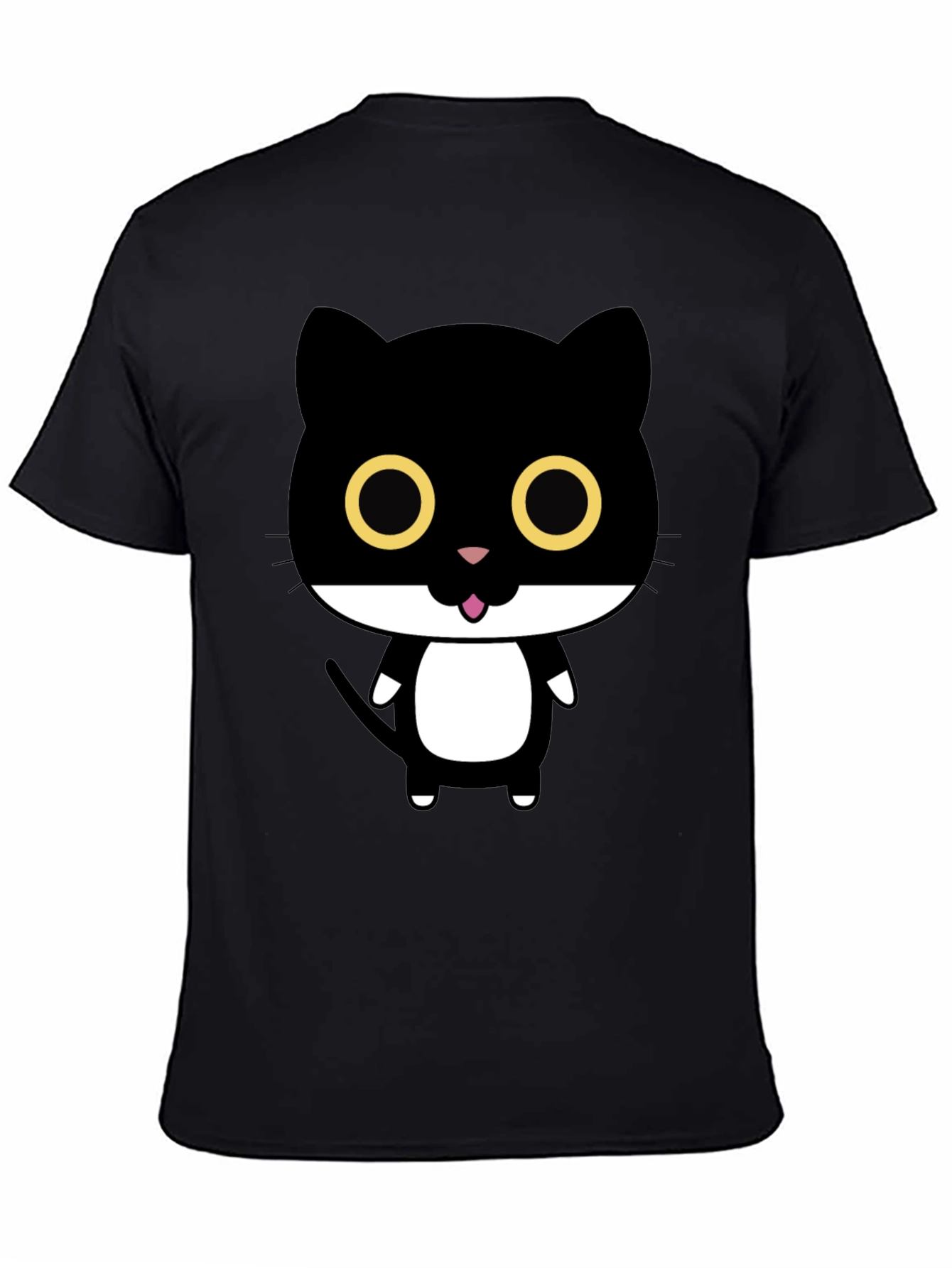 Black Cute Cartoon Black Cat Graphic T-Shirt view 4