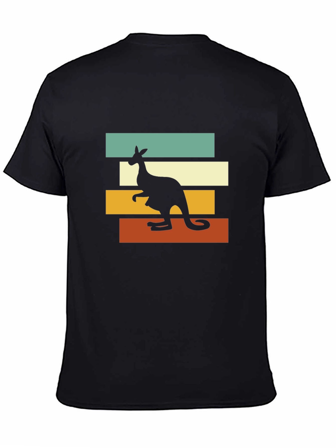 Black Retro Kangaroo T-Shirt - Vintage Style Aussie Tee view 4