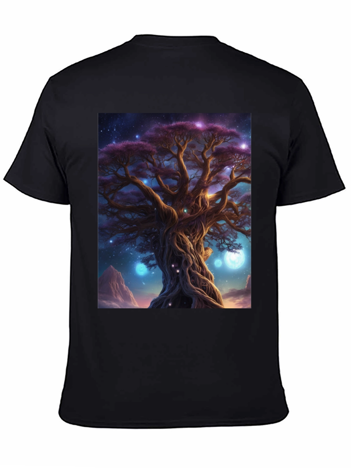 Black Mystic Tree Graphic Tee - Black Cotton Blend view 4