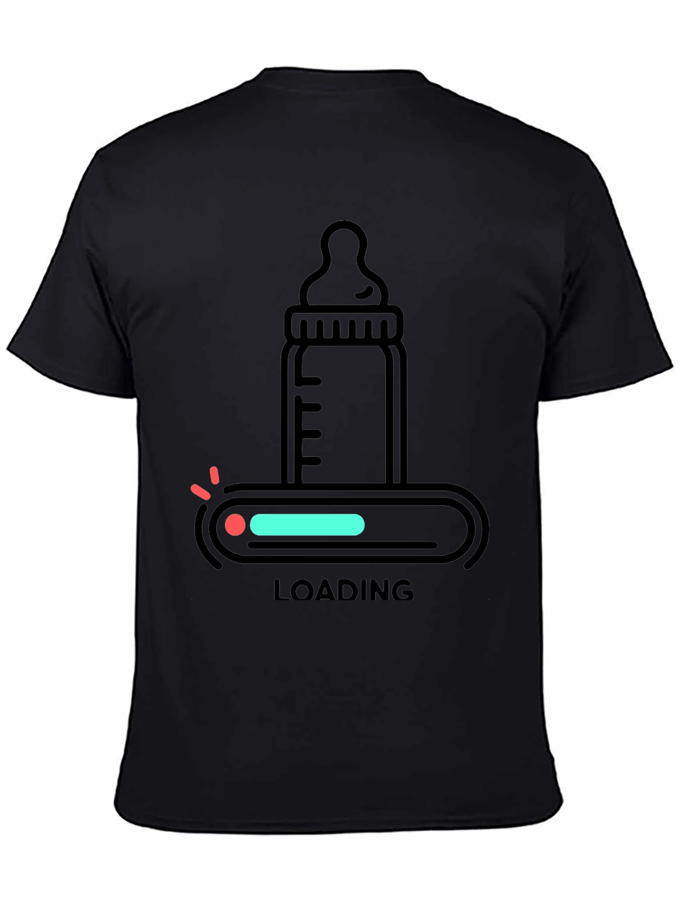 Black Baby Bottle Loading T-Shirt - New Parent Apparel view 4