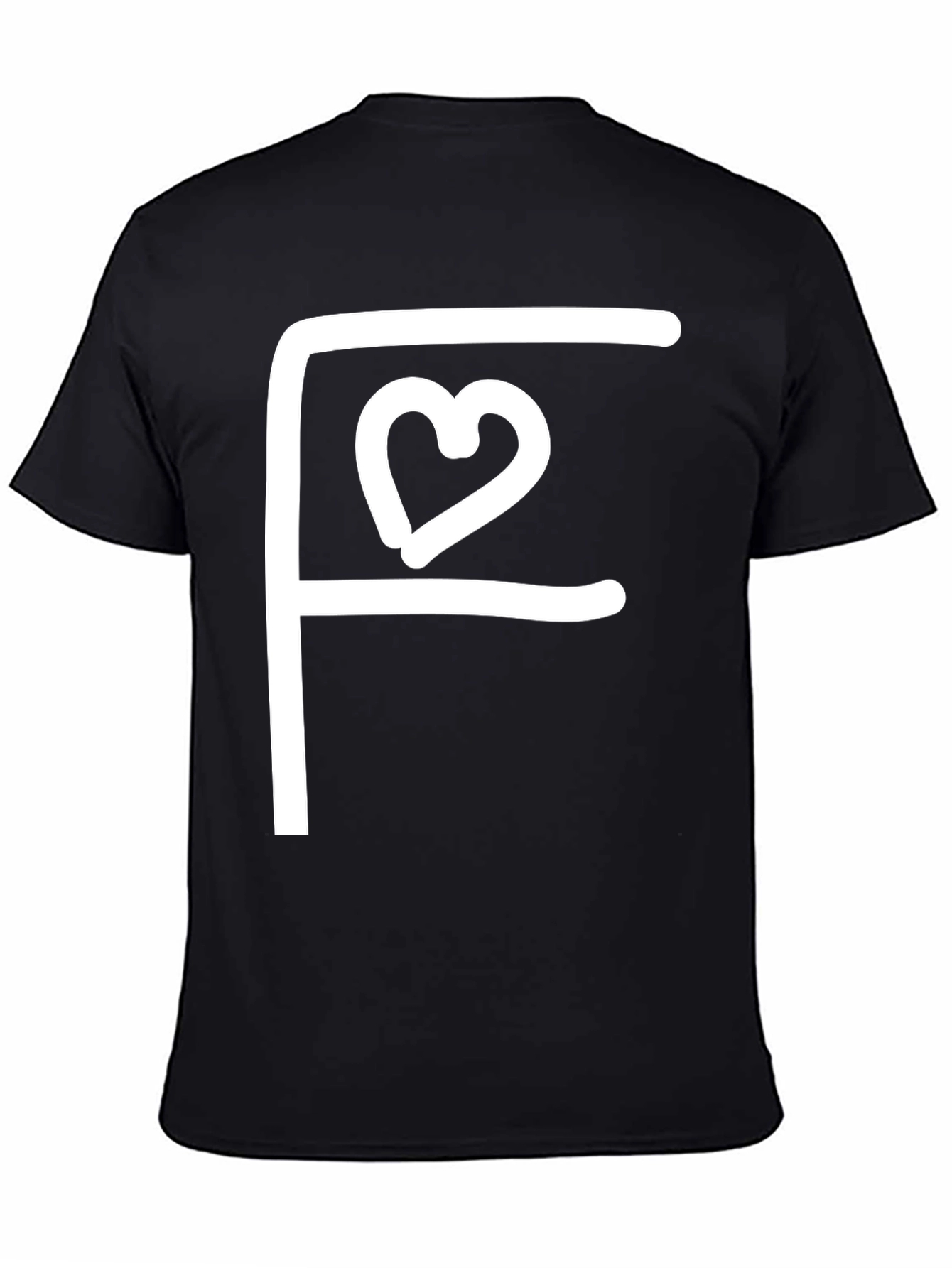 Black Black Tee with White F Heart Graphic view 4