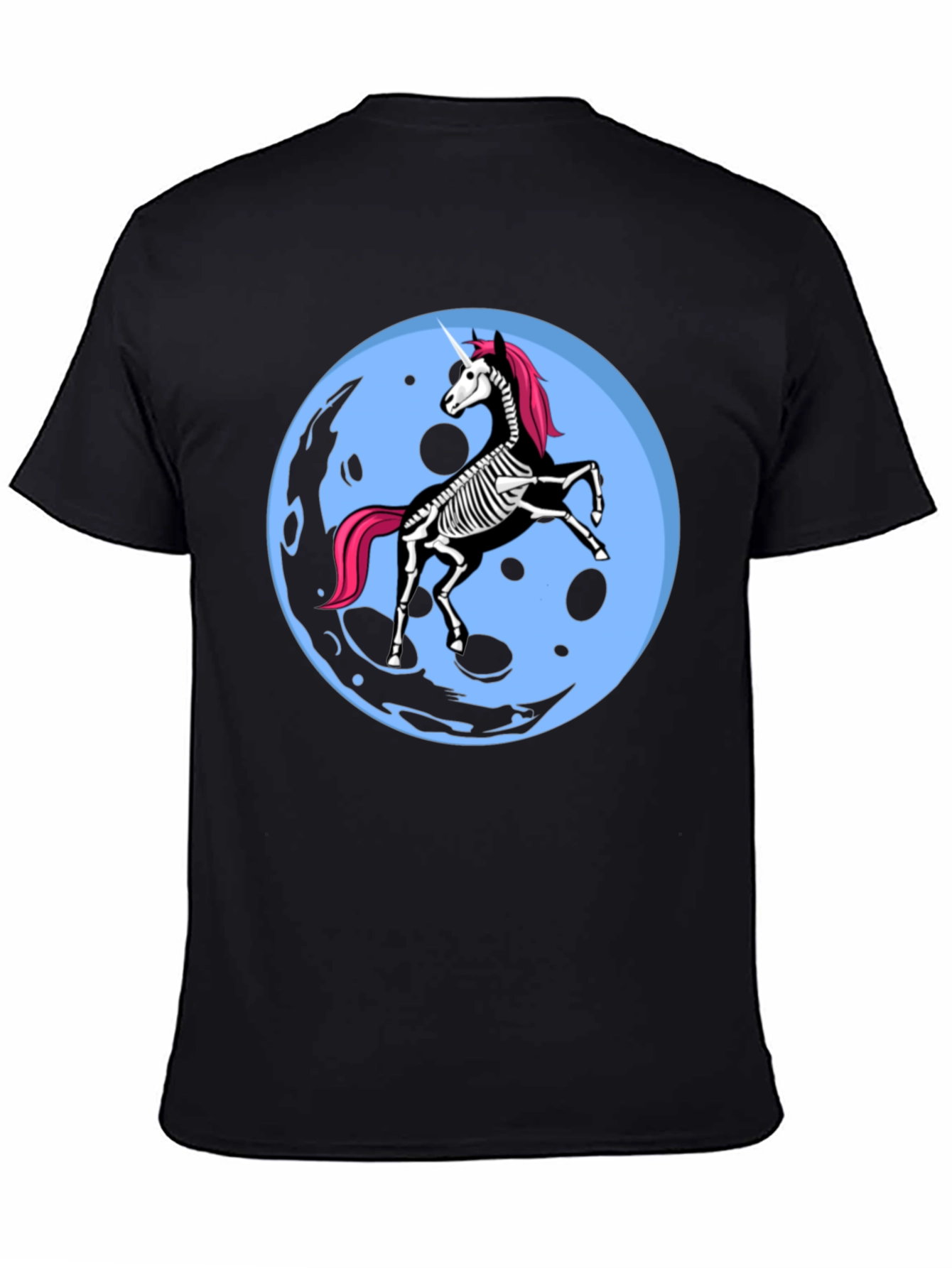 Unicorn Skeleton Moon Graphic T-Shirt - 4