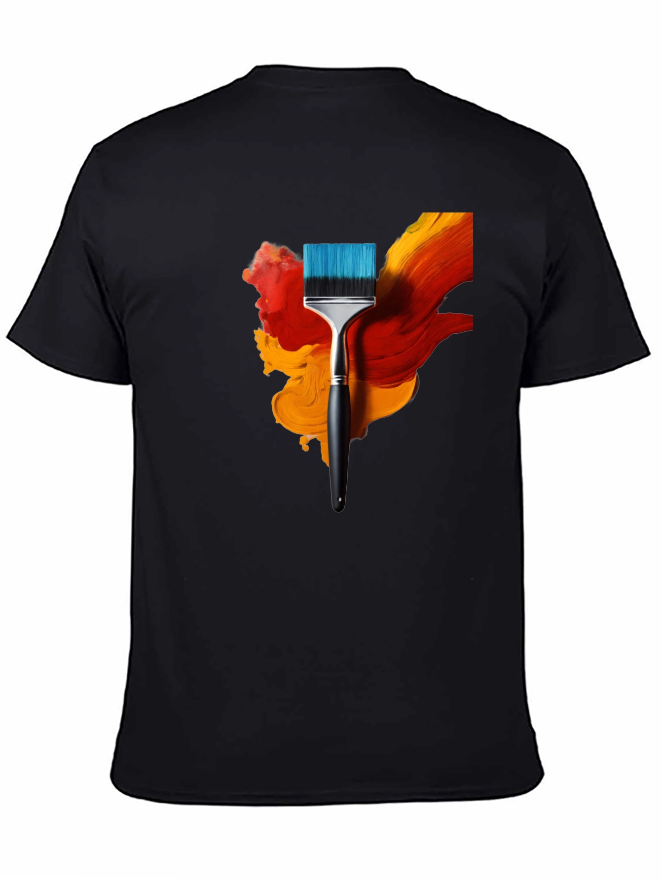 Black Abstract Paintbrush Graphic Tee - Artistic Design view 4
