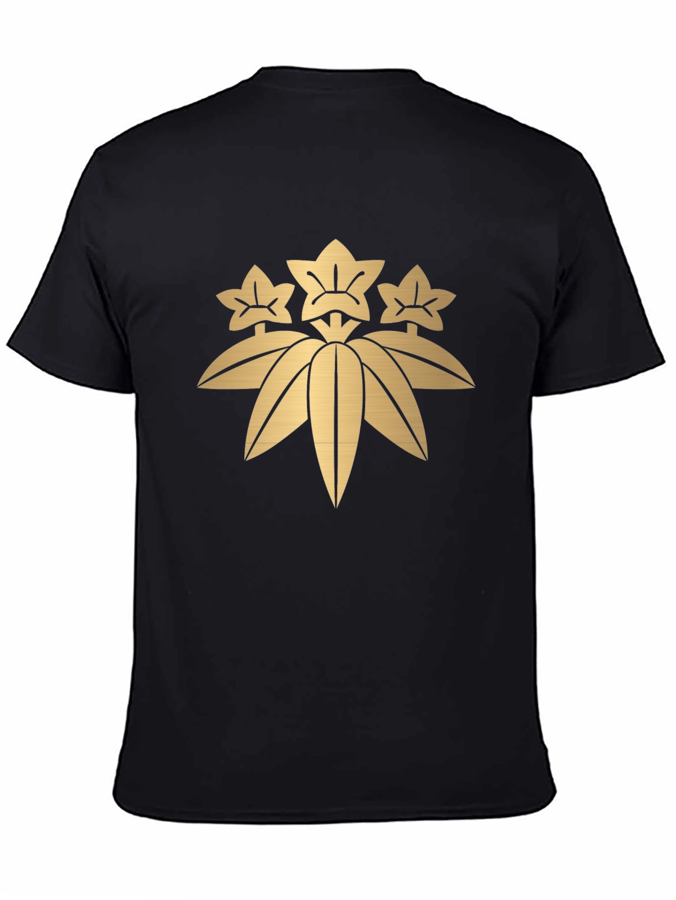 Black Japanese Clan Mon T-Shirt - Gold Design view 4