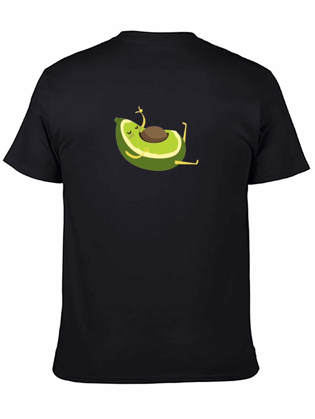 Black Yoga Avocado Black T-Shirt - Meditating Fruit Fun! view 4