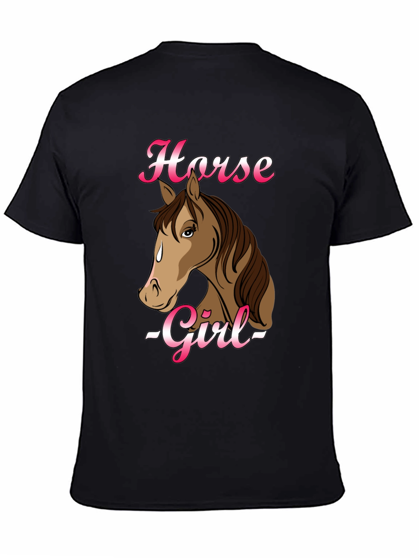Black Horse Girl Graphic T-Shirt - Black Cotton Tee view 4