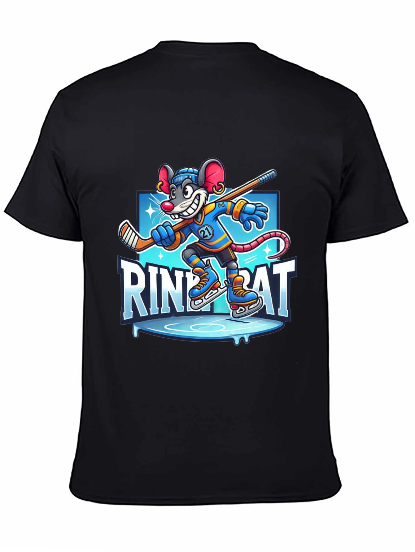 Black Rink Rat Hockey T-Shirt view 4