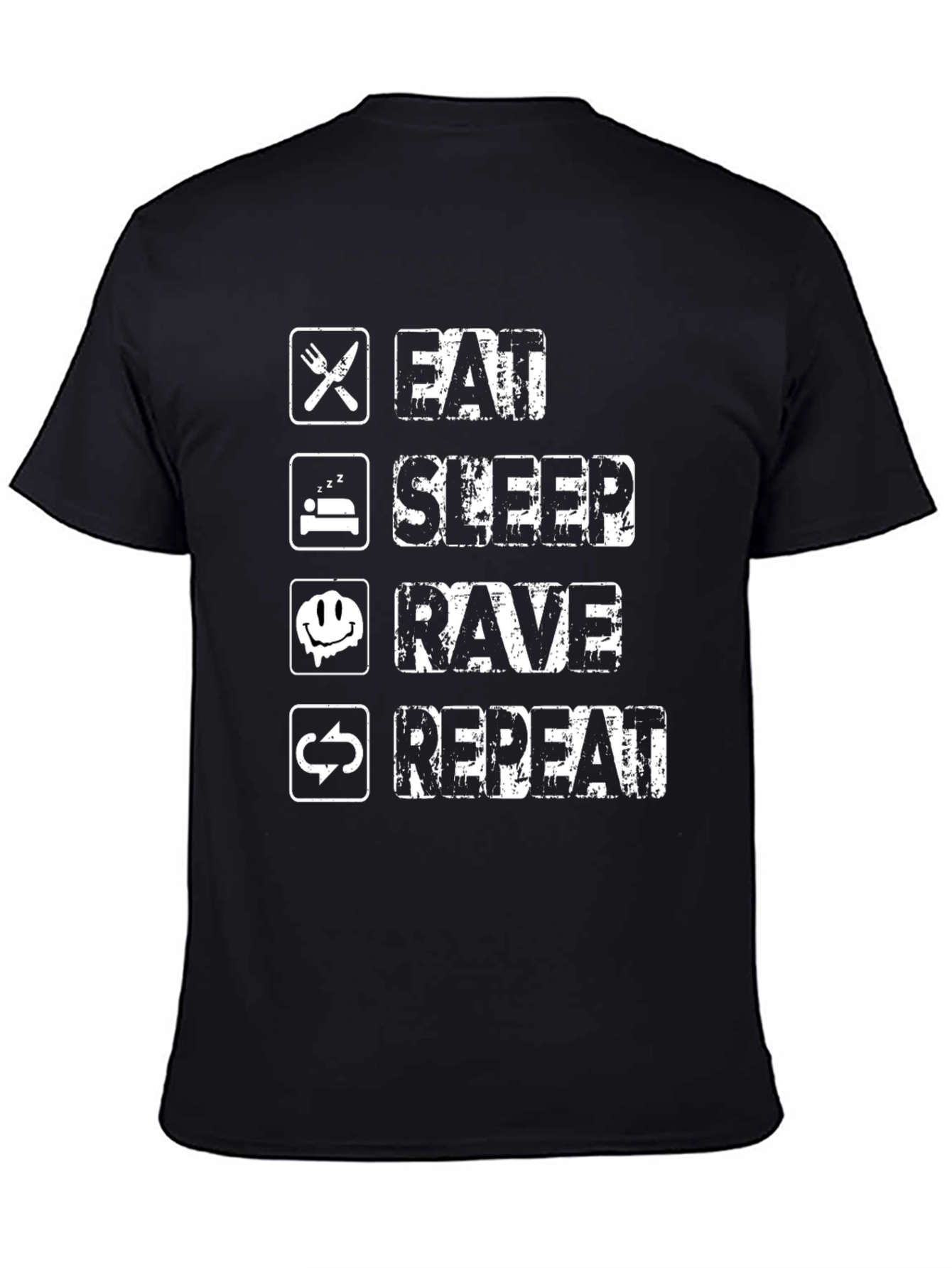 Black Eat Sleep Rave Repeat Black T-Shirt view 4