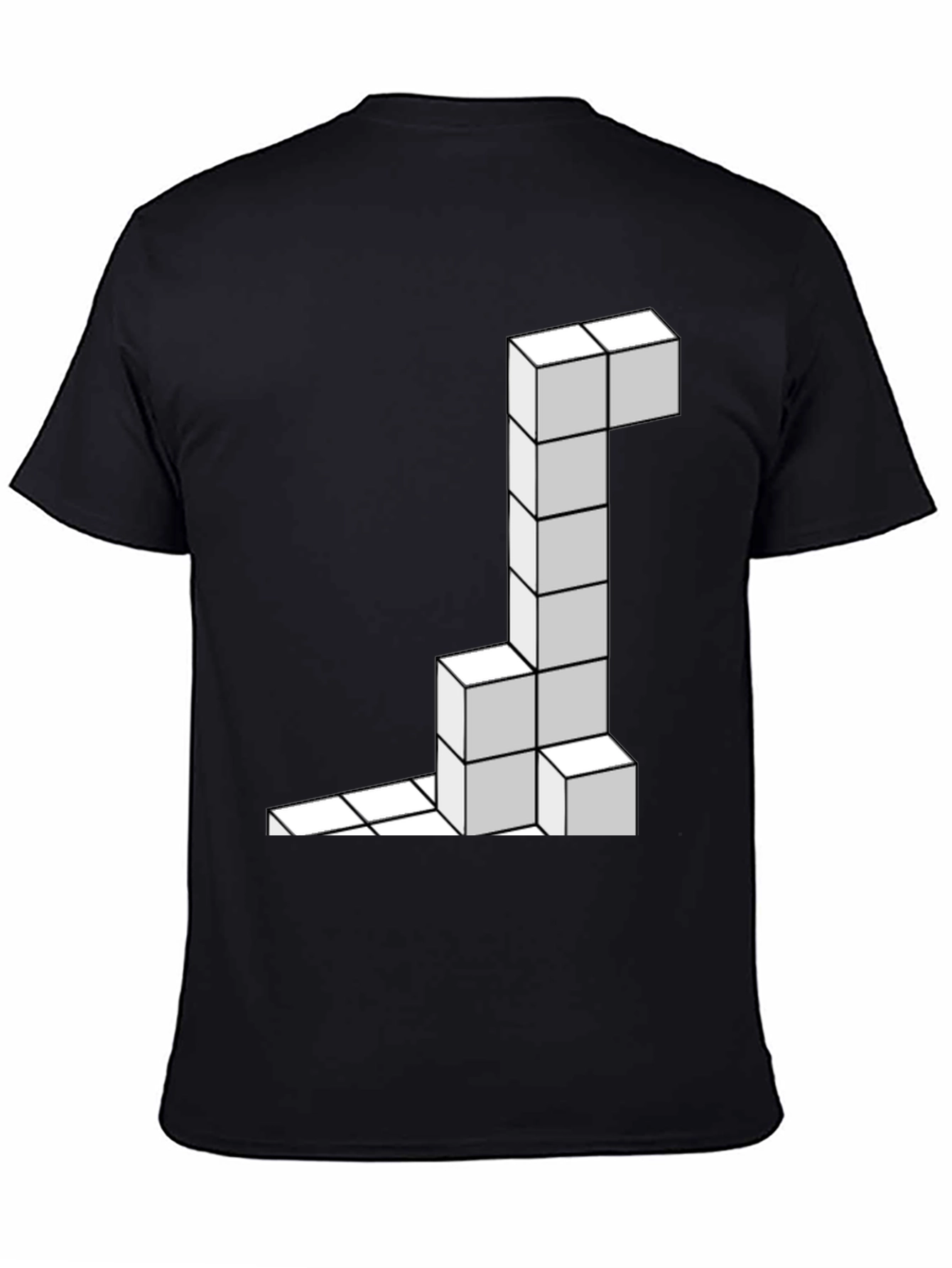 Black Tetris Block Black T-Shirt view 4