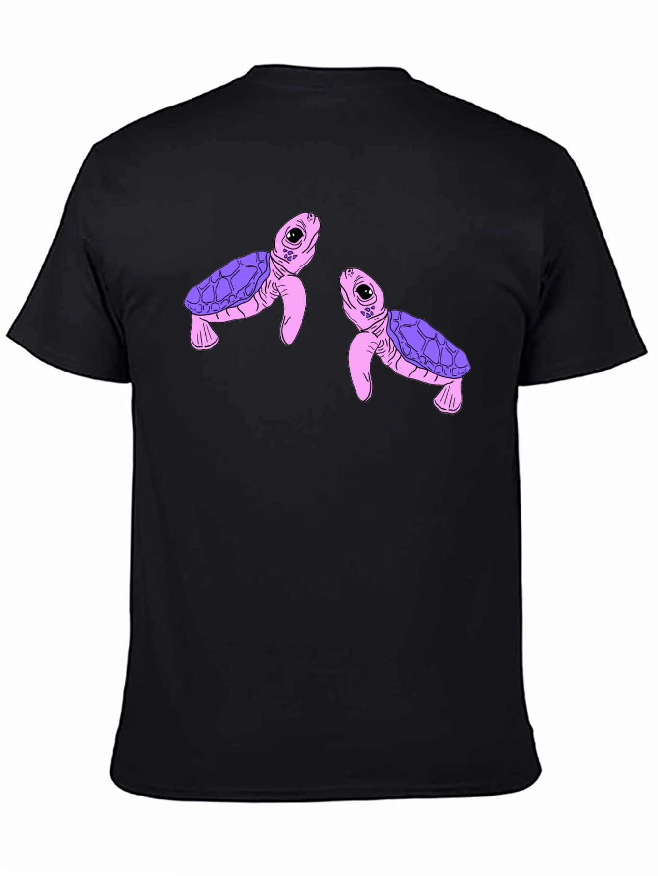 Black Cute Turtle Graphic Black T-Shirt view 4