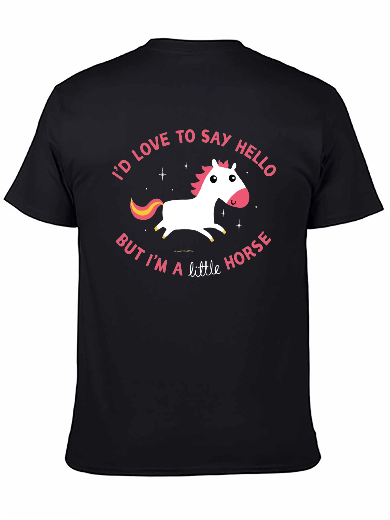 Black Cute Little Horse Graphic Tee view 4