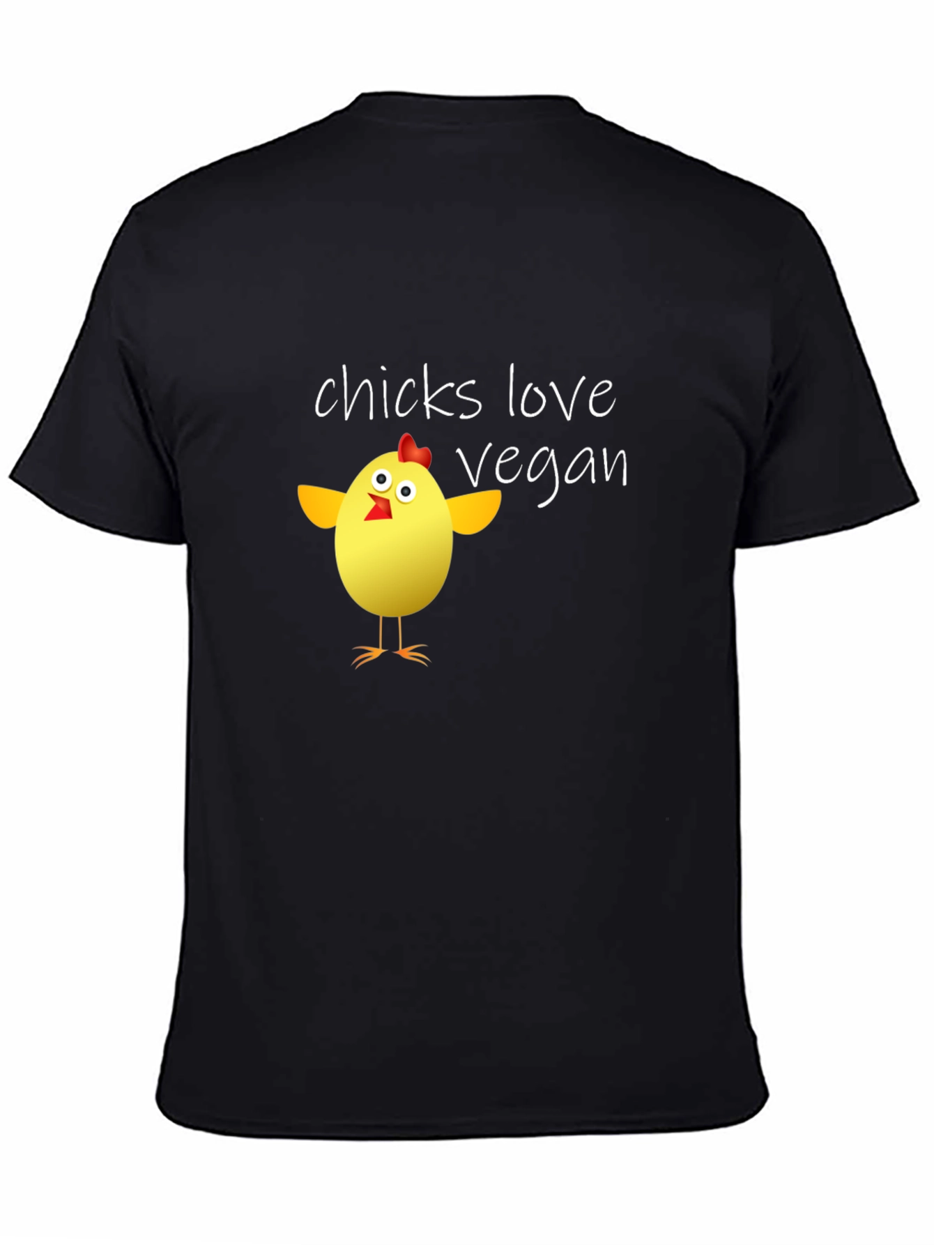 Black Vegan Chicken T-Shirt - Chicks Love Vegan view 4