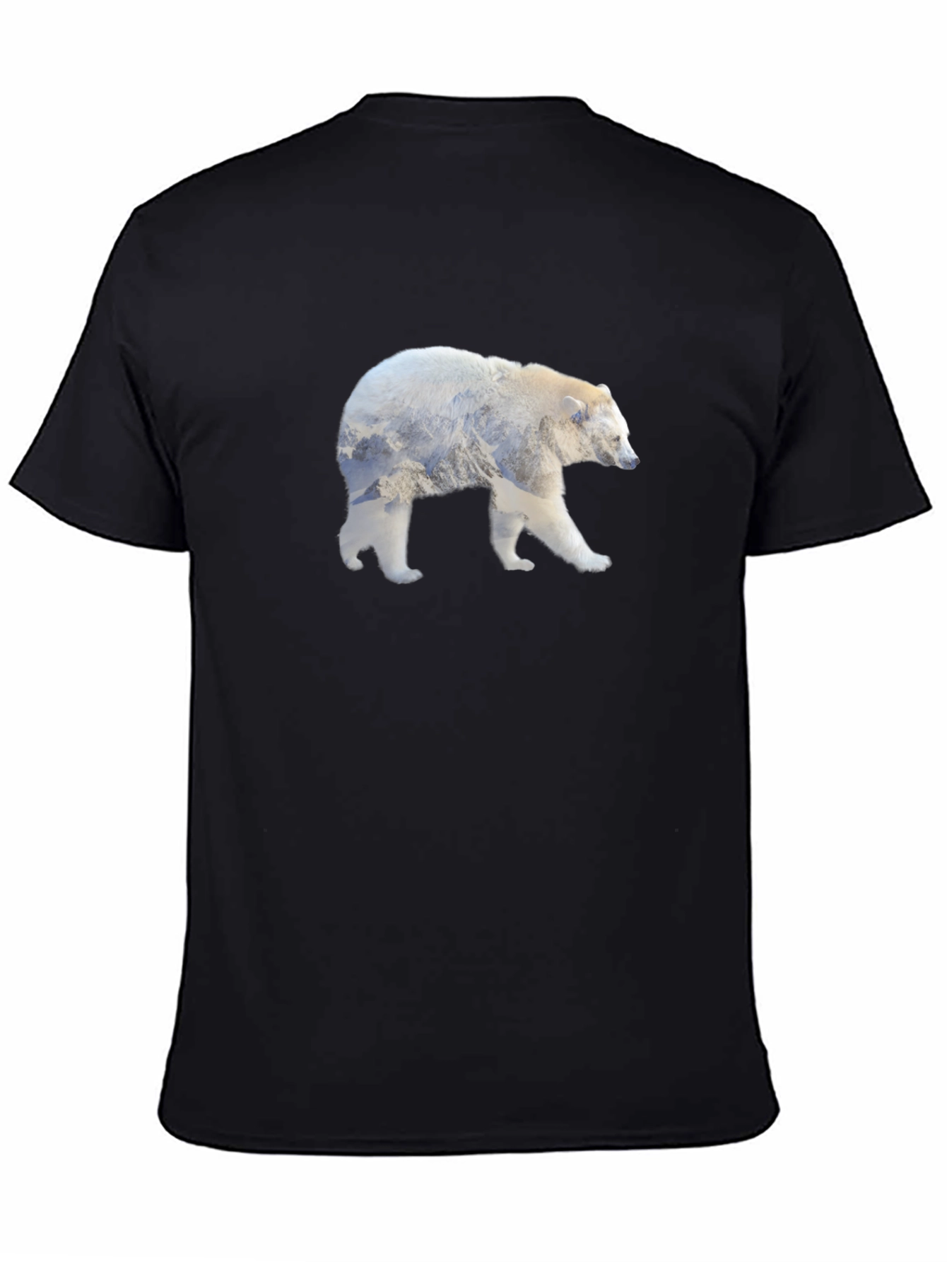 Black Polar Bear Mountain Silhouette T-Shirt view 4