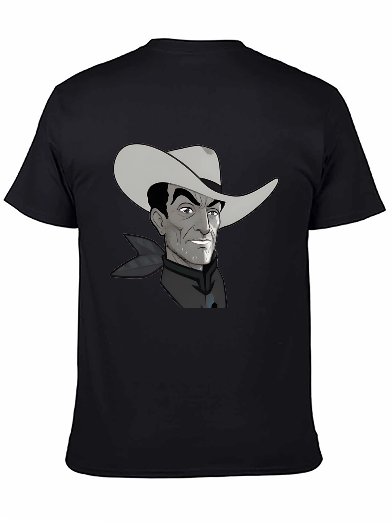 Black Retro Cartoon Cowboy Graphic Tee view 4