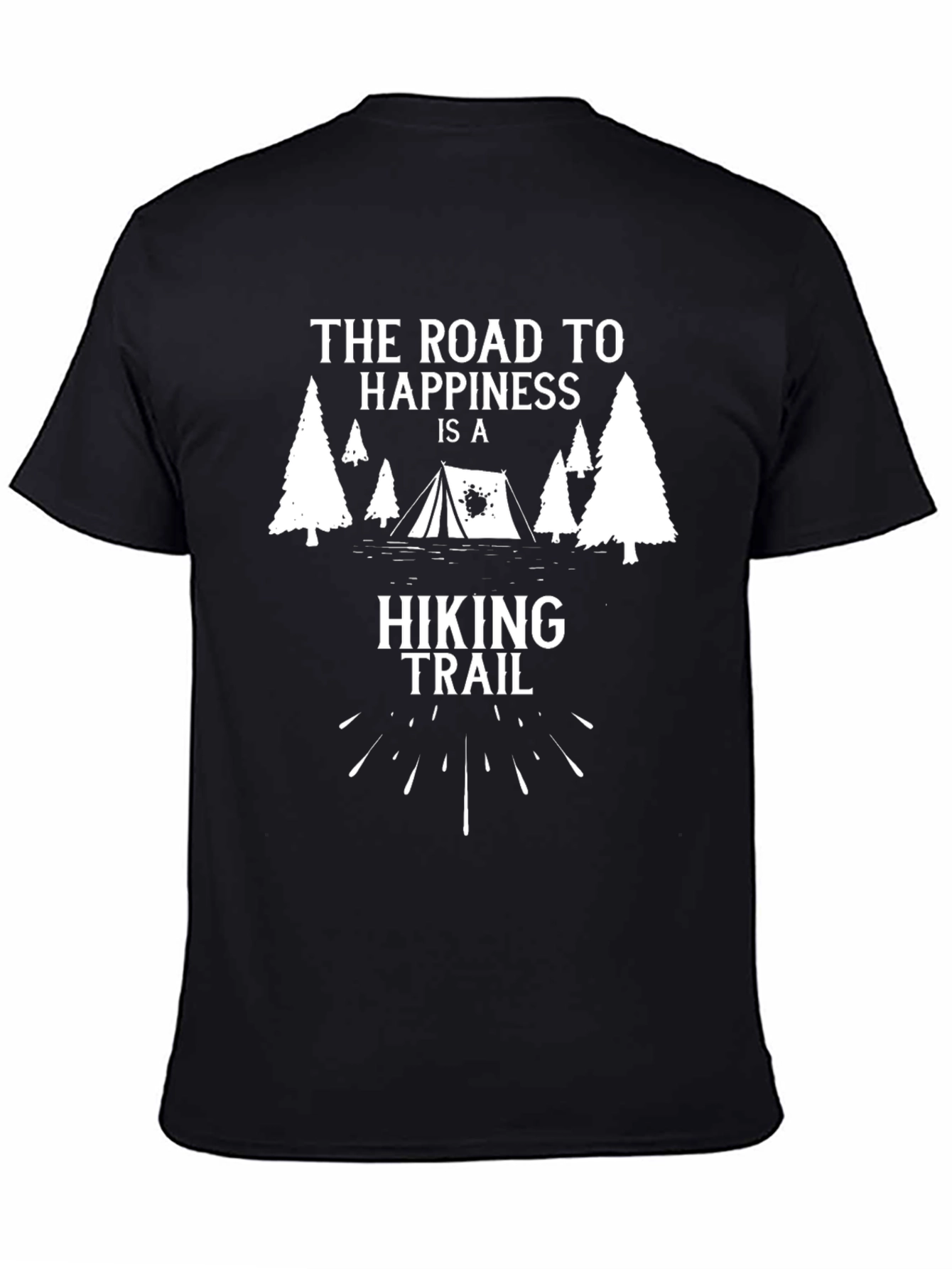 Black Hiking Trail Graphic Tee - The Road to Happiness T-Shirt view 4