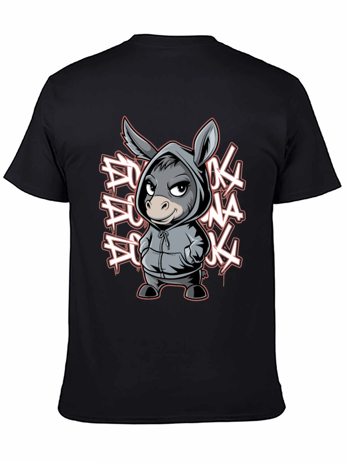 Black Hoodie Donkey Graphic Tee view 4